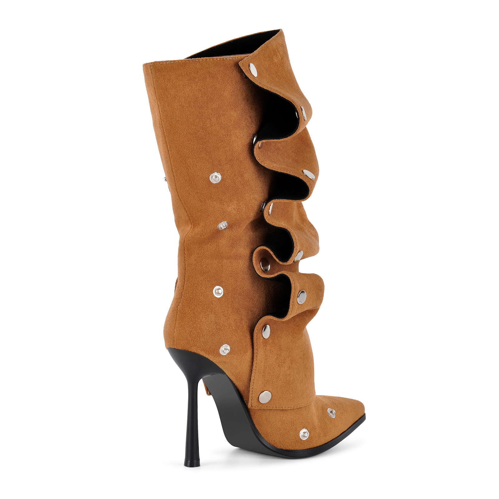 Suede Pointed Toe Removable Mid-Calf Boots