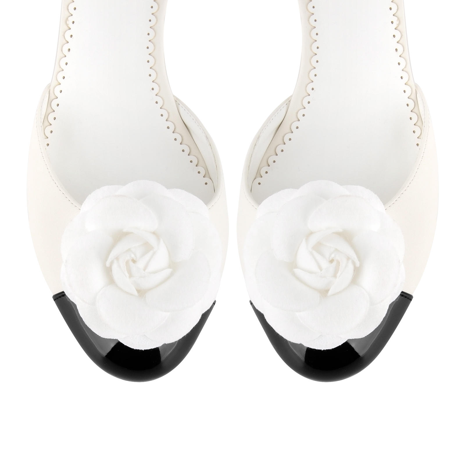 Round Toe Camellia Flower Ankle Strap Pumps