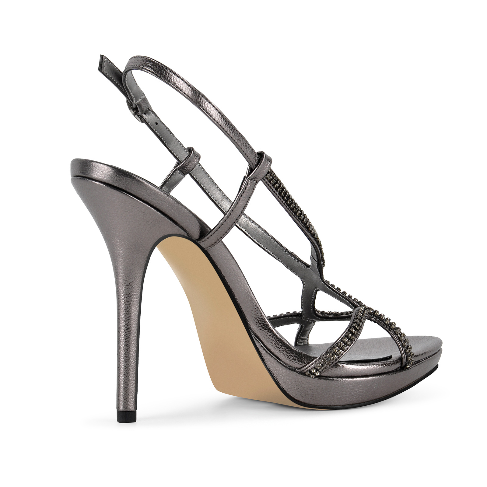 Low Platform Rhinestone Slingback Sandals