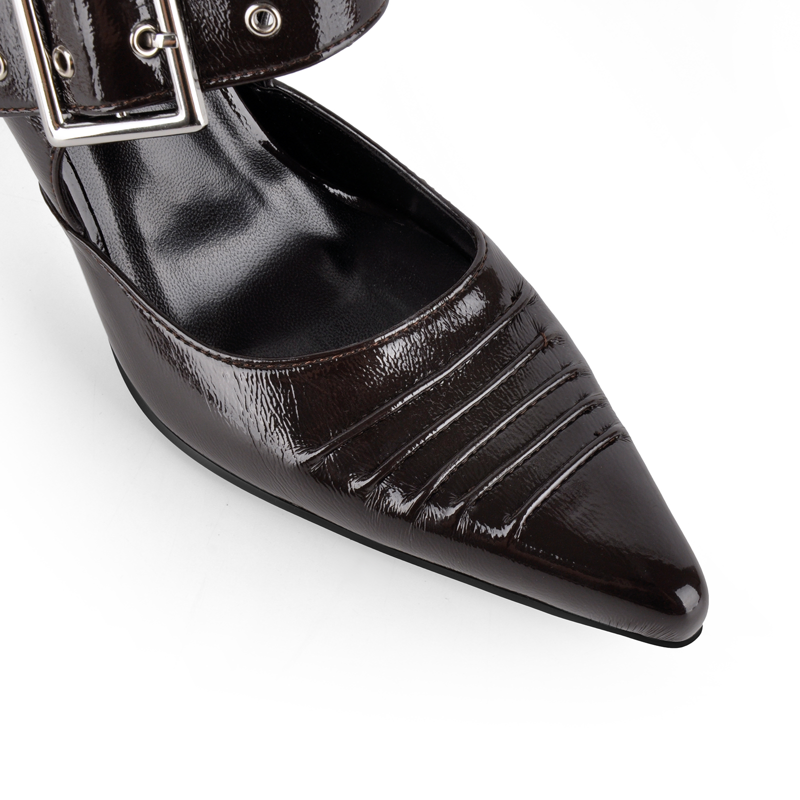 Pointed Toe Buckle Strap Slingback Pumps
