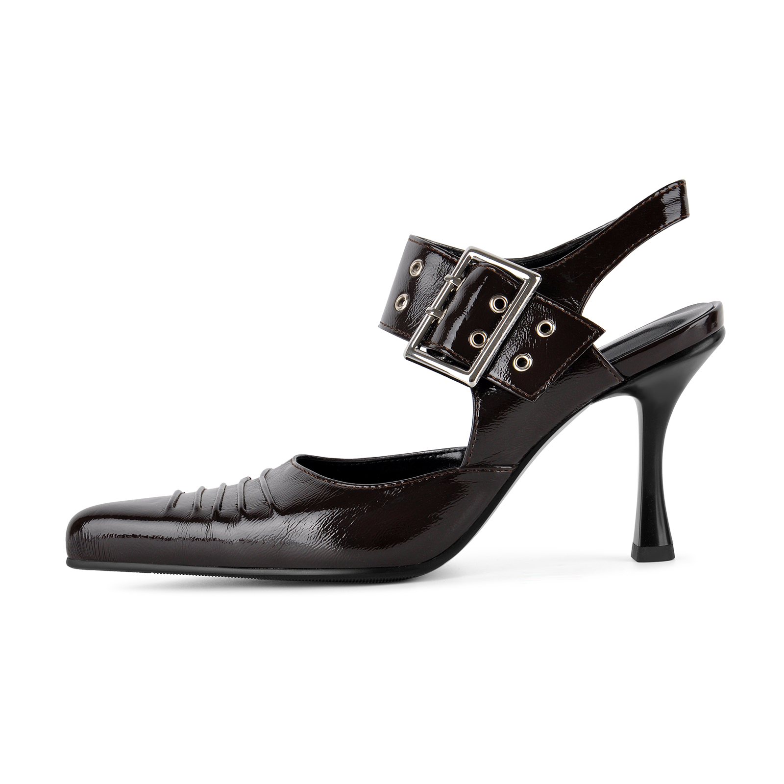 Pointed Toe Buckle Strap Slingback Pumps