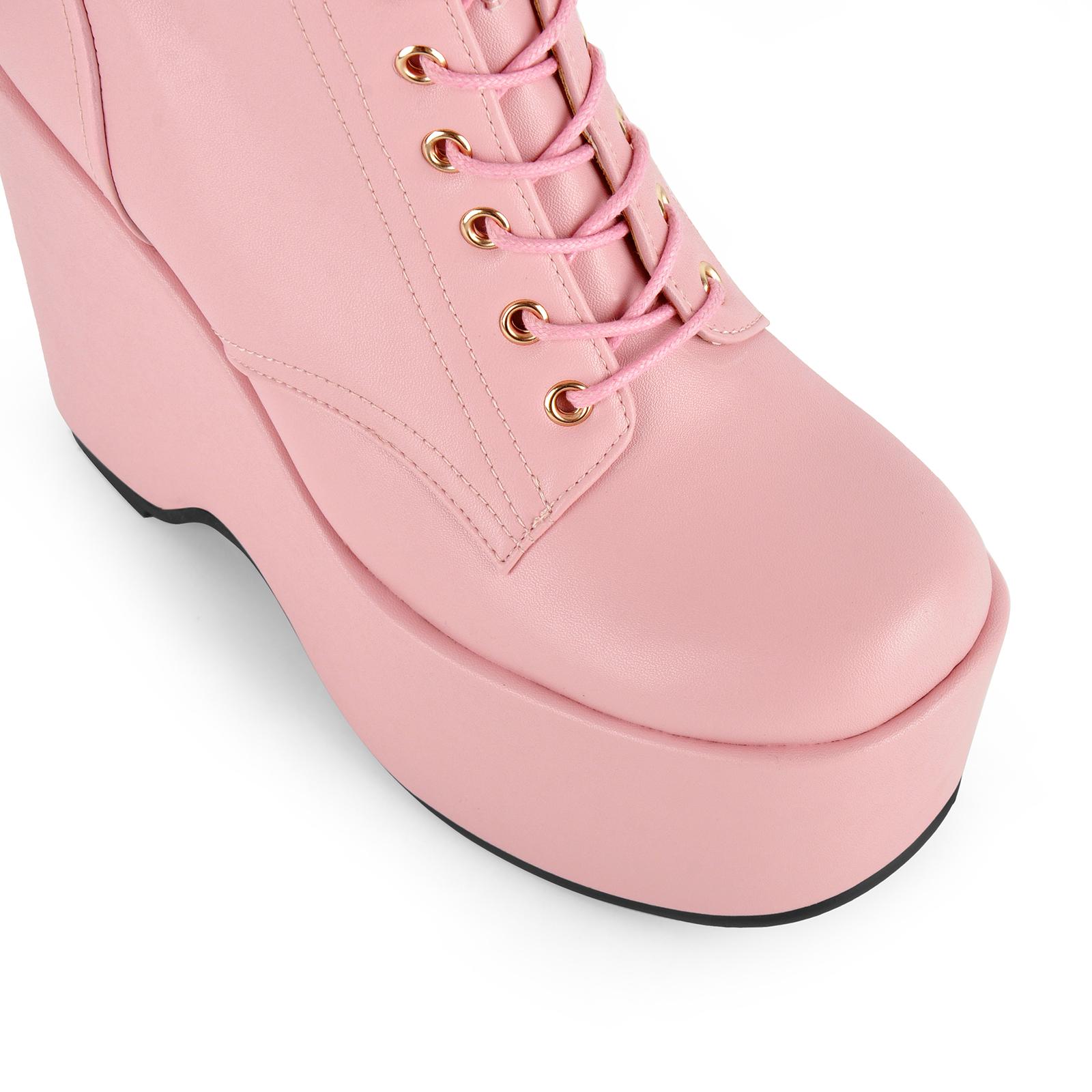 Platform Lace-up Wedge Heel Ankle Boots