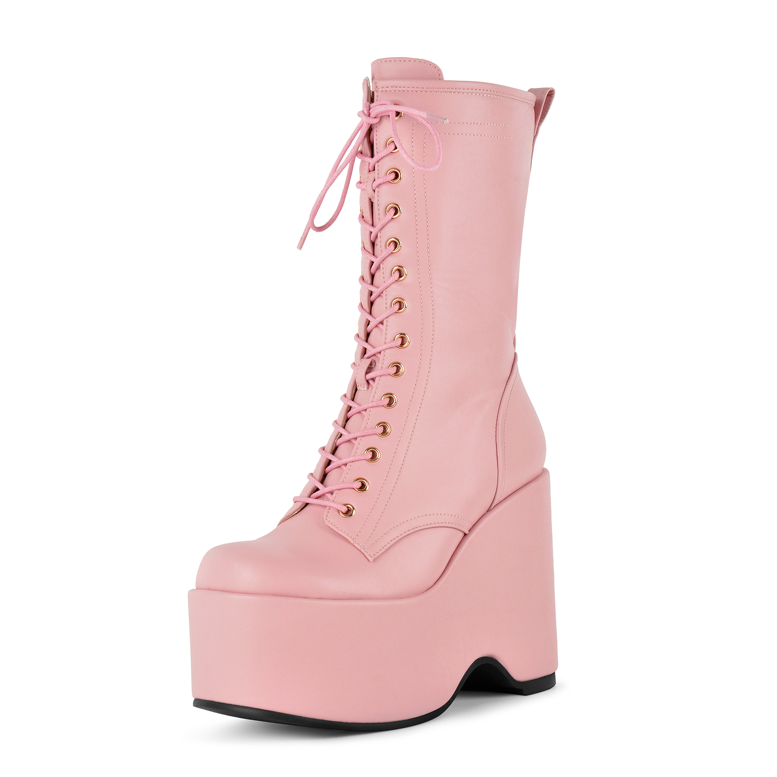 Platform Lace-up Wedge Heel Ankle Boots