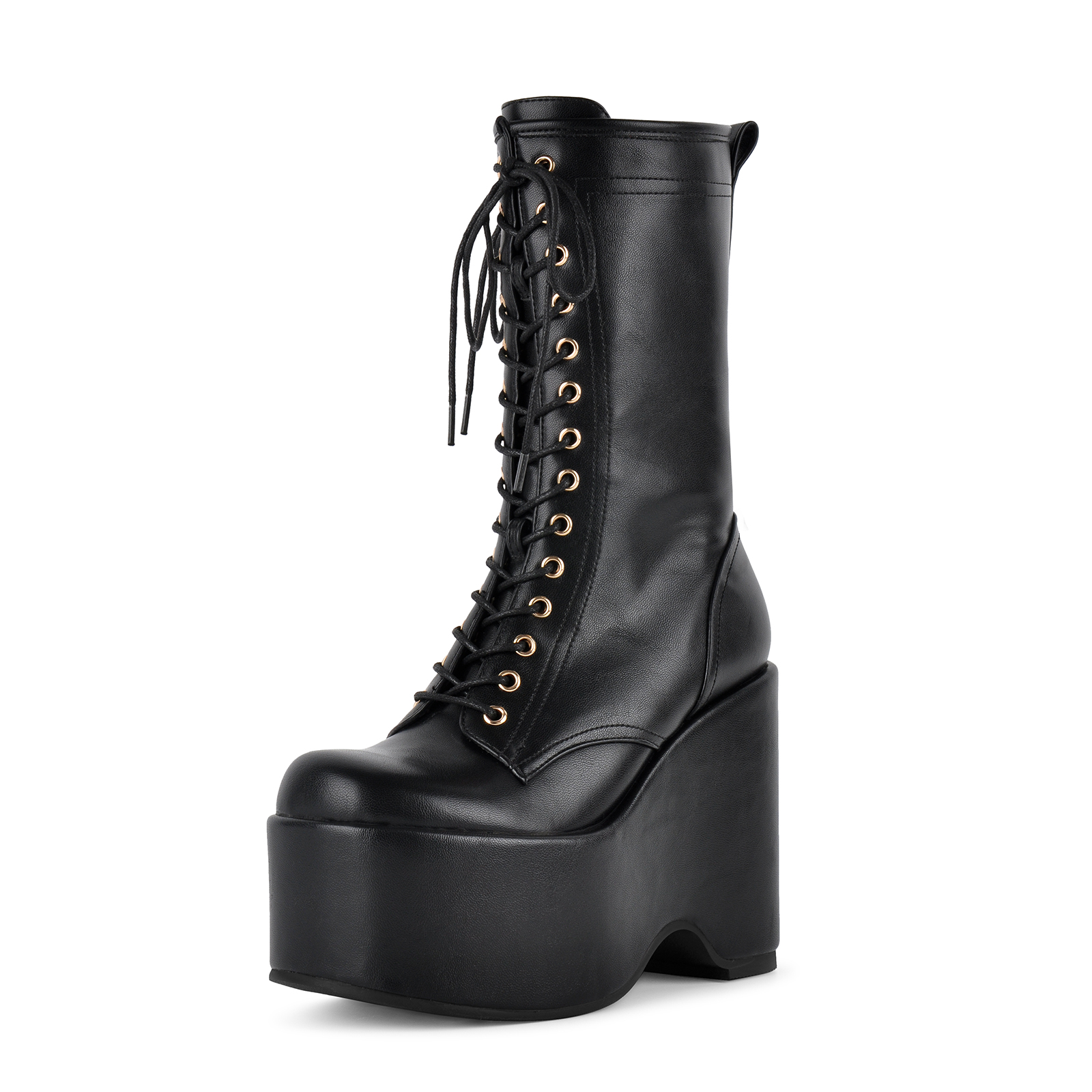 Platform Lace-up Wedge Heel Ankle Boots