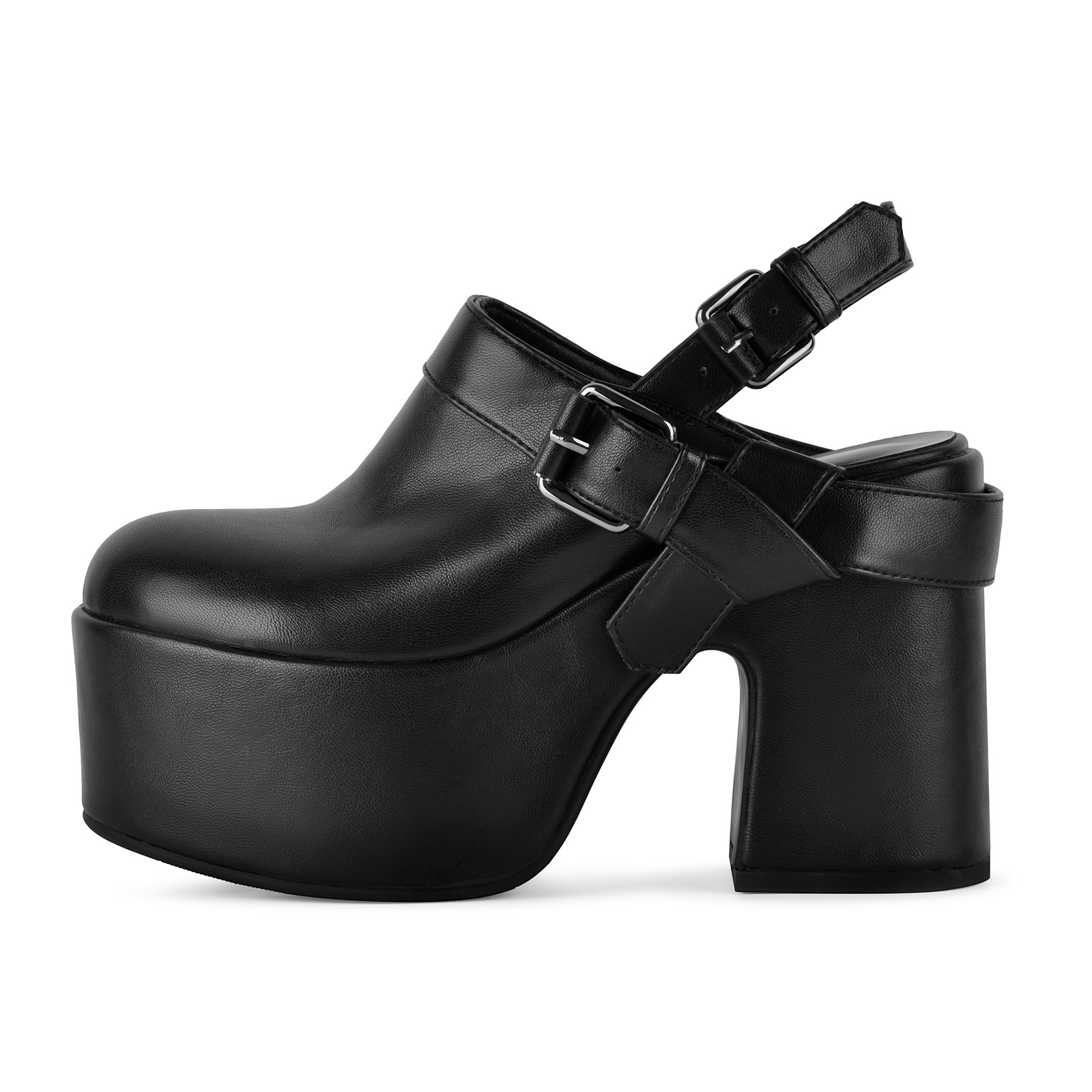 Platform Buckles Slingback Chunky Heel Pumps