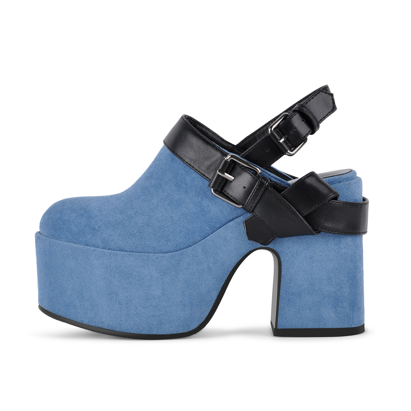 Platform Buckles Slingback Chunky Heel Pumps