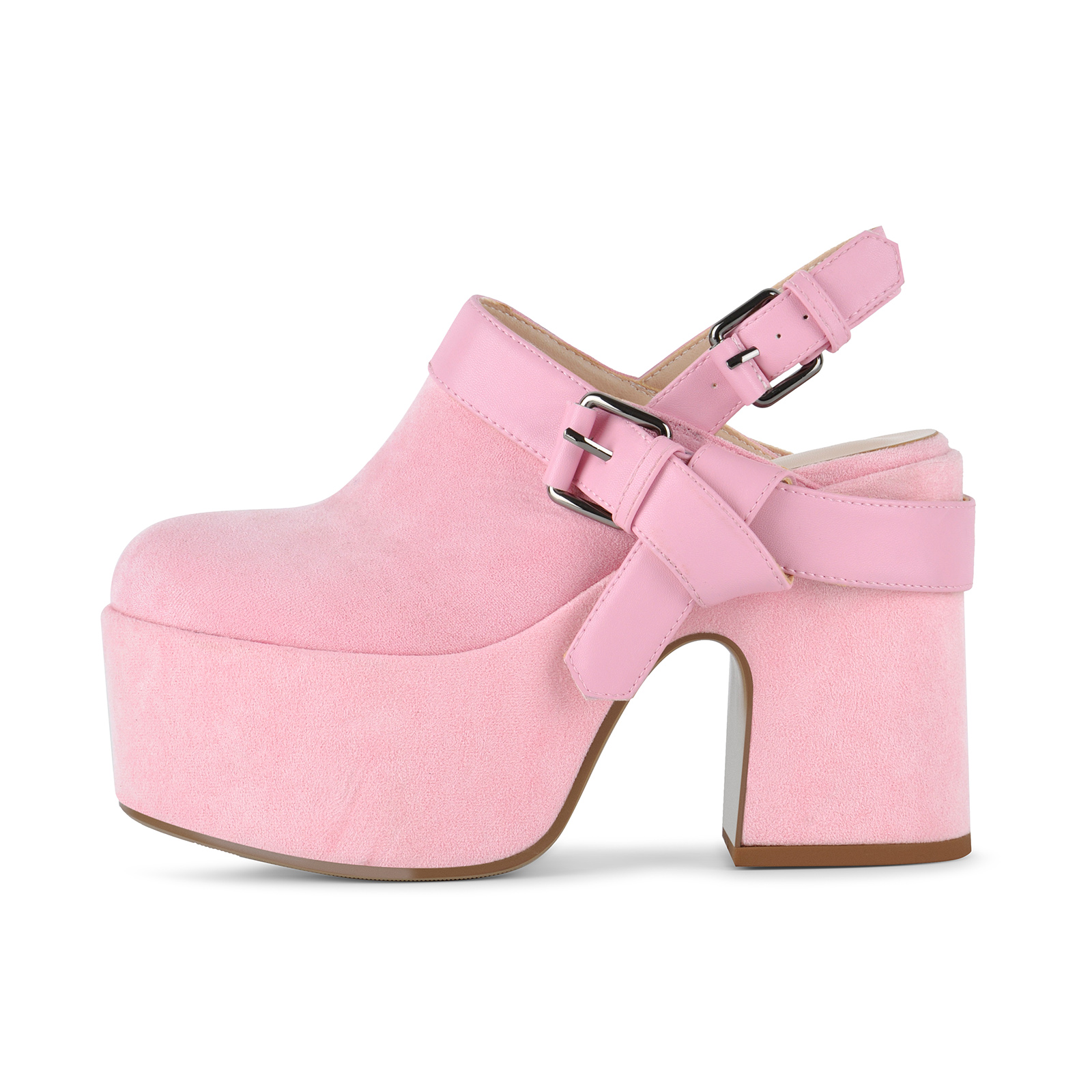 Platform Buckles Slingback Chunky Heel Pumps