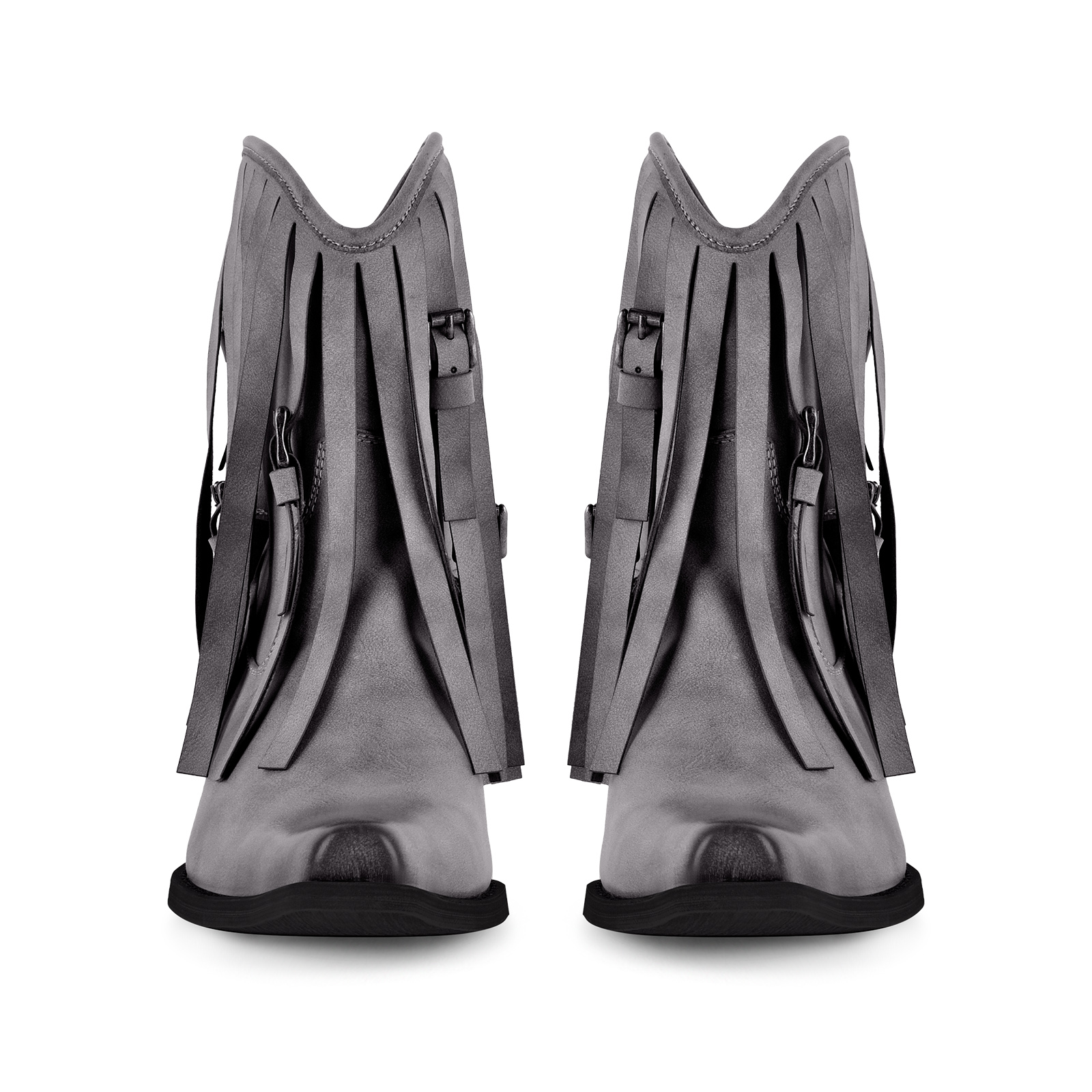 Pointed Toe Fringe Buckle Cowboy Ankle Boots