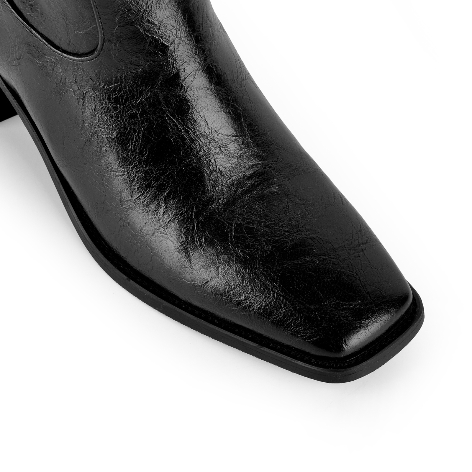 Square Toe Zipper Chunky Heel Knee High Boots