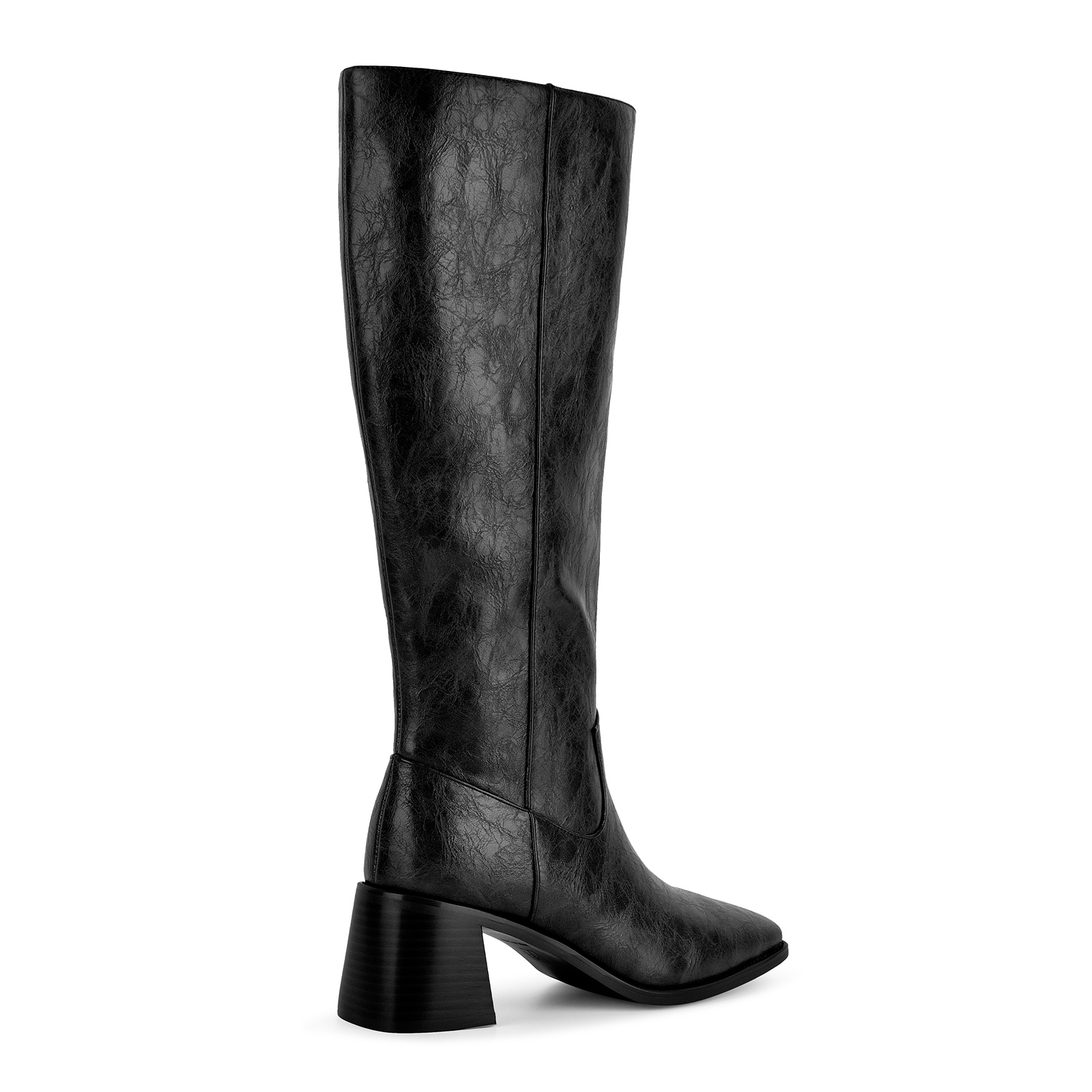 Square Toe Zipper Chunky Heel Knee High Boots
