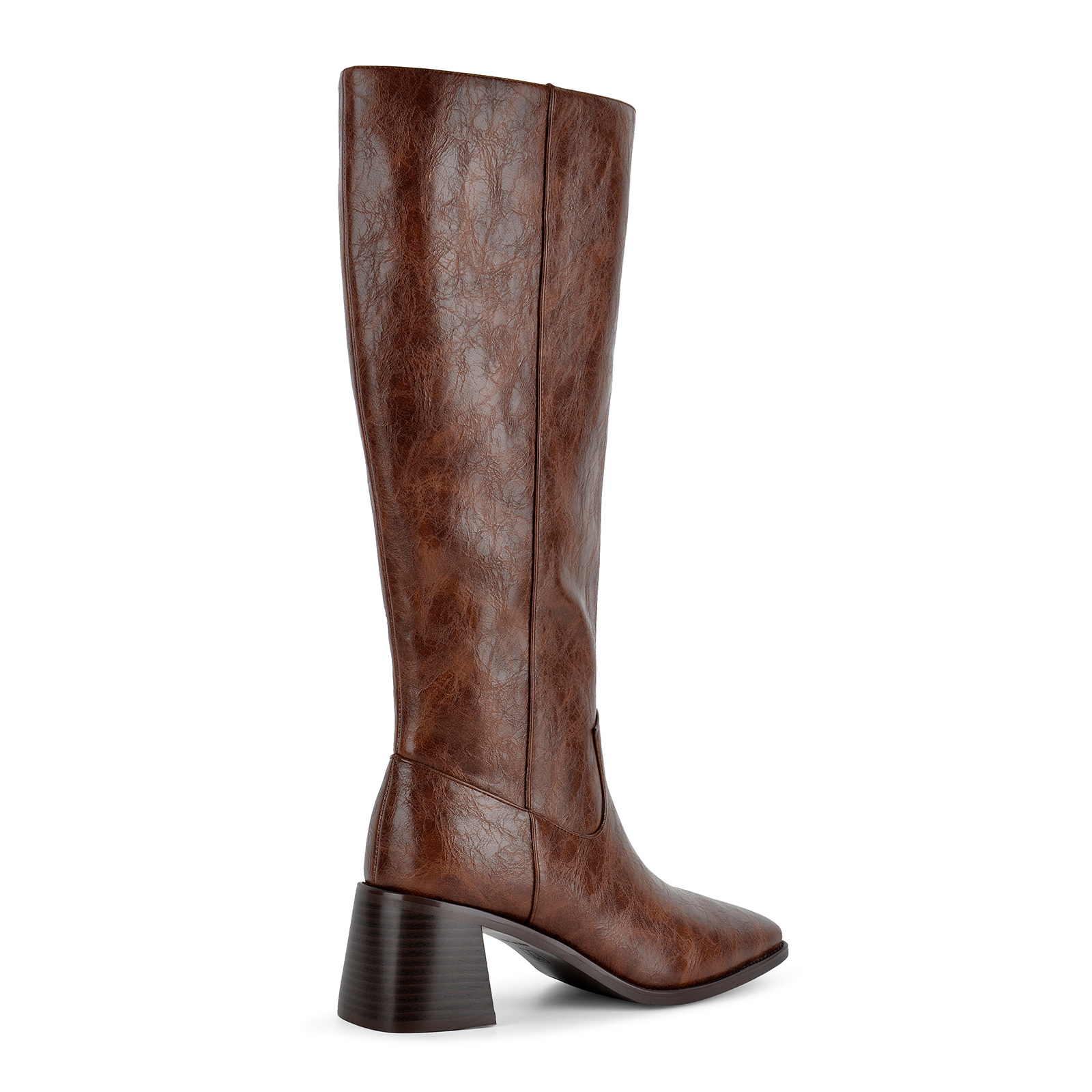 Square Toe Zipper Chunky Heel Knee High Boots
