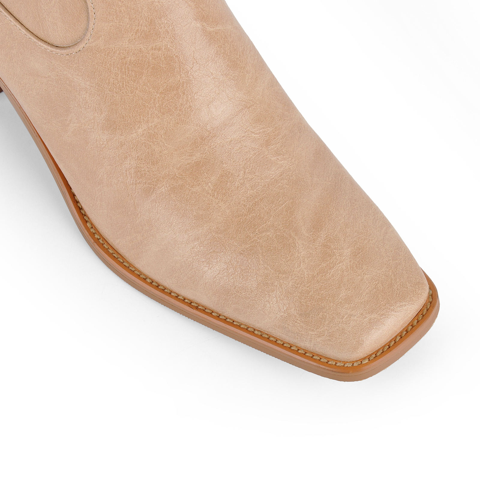 Square Toe Zipper Chunky Heel Knee High Boots