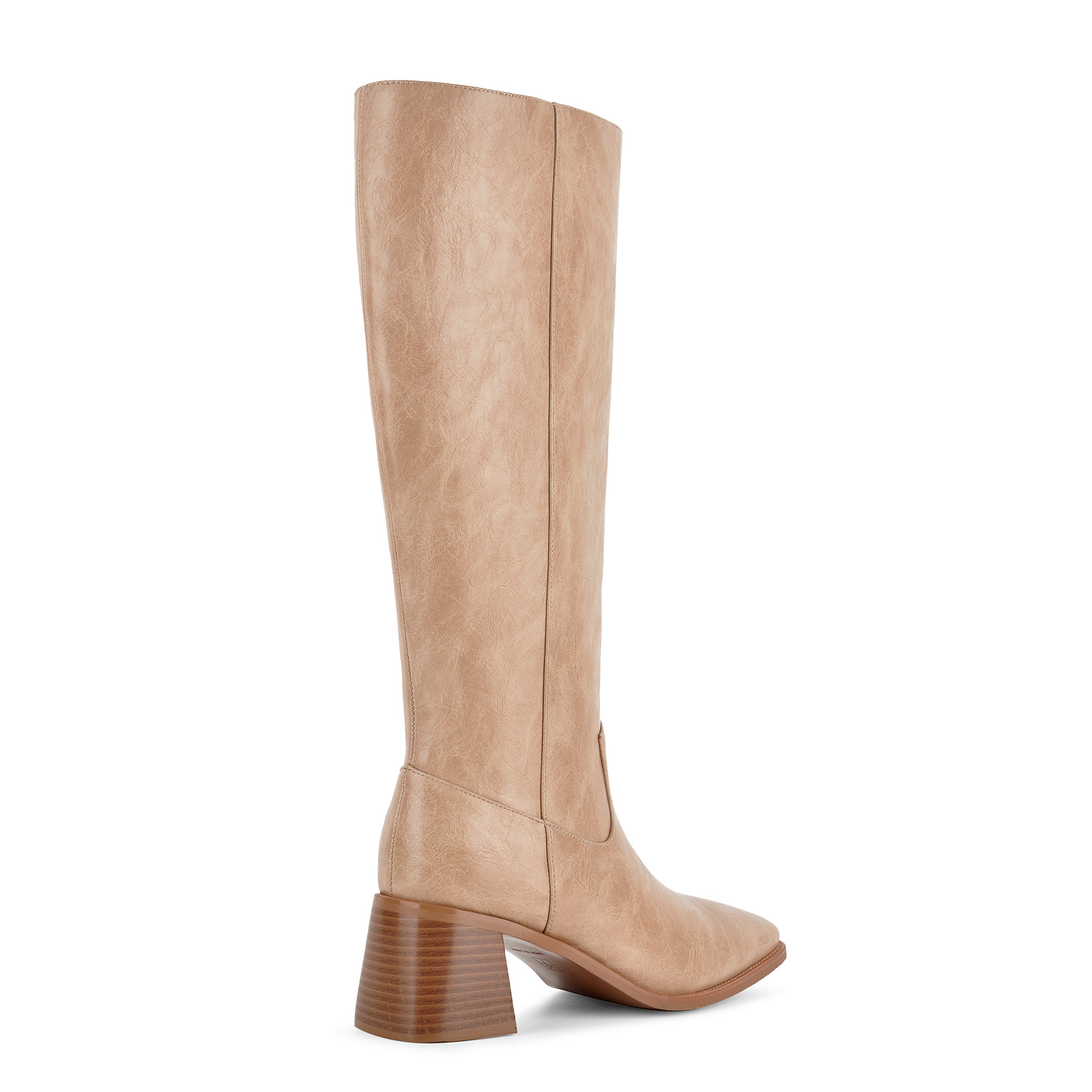Square Toe Zipper Chunky Heel Knee High Boots