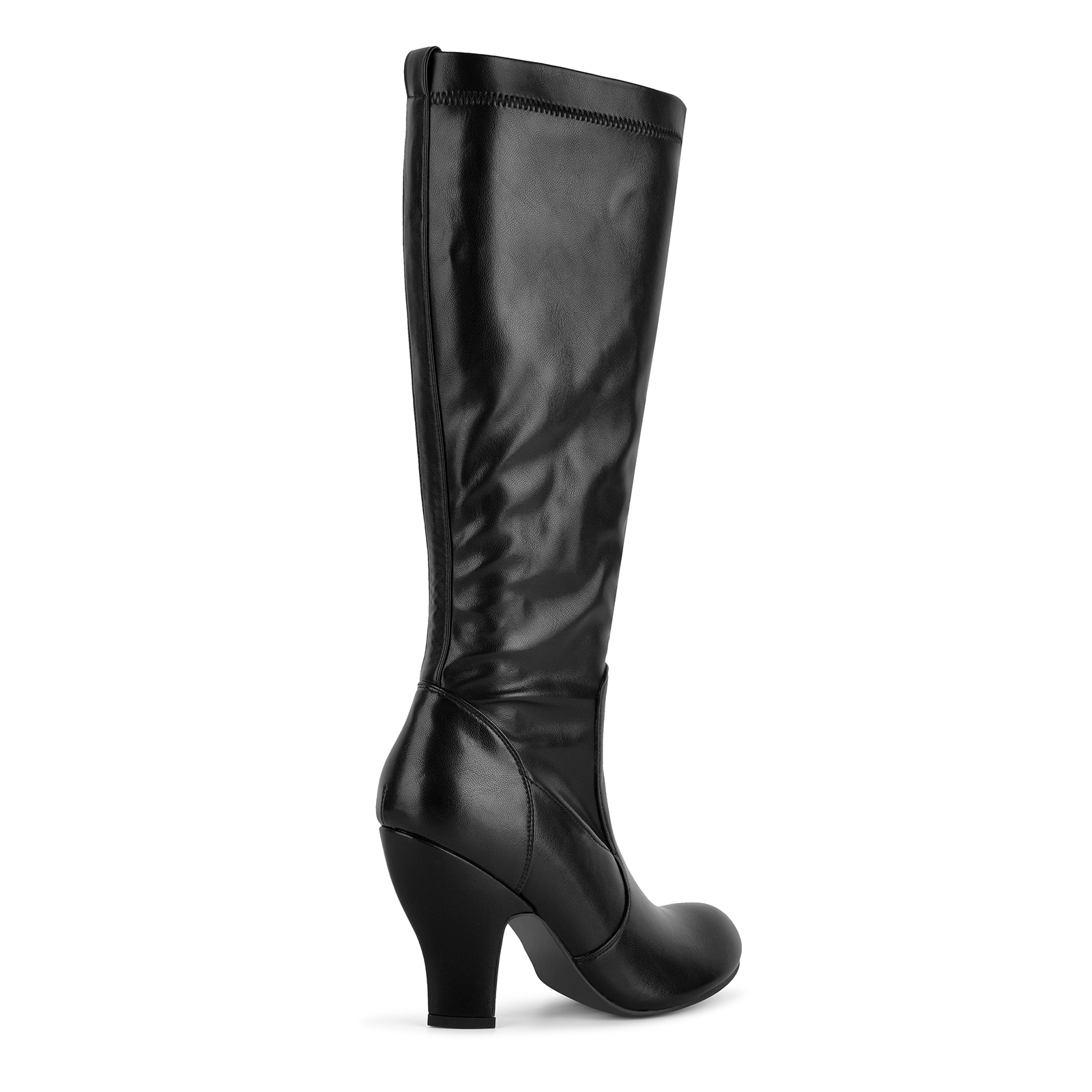 Round Toe Side Zipper Block Heel Knee High Boots