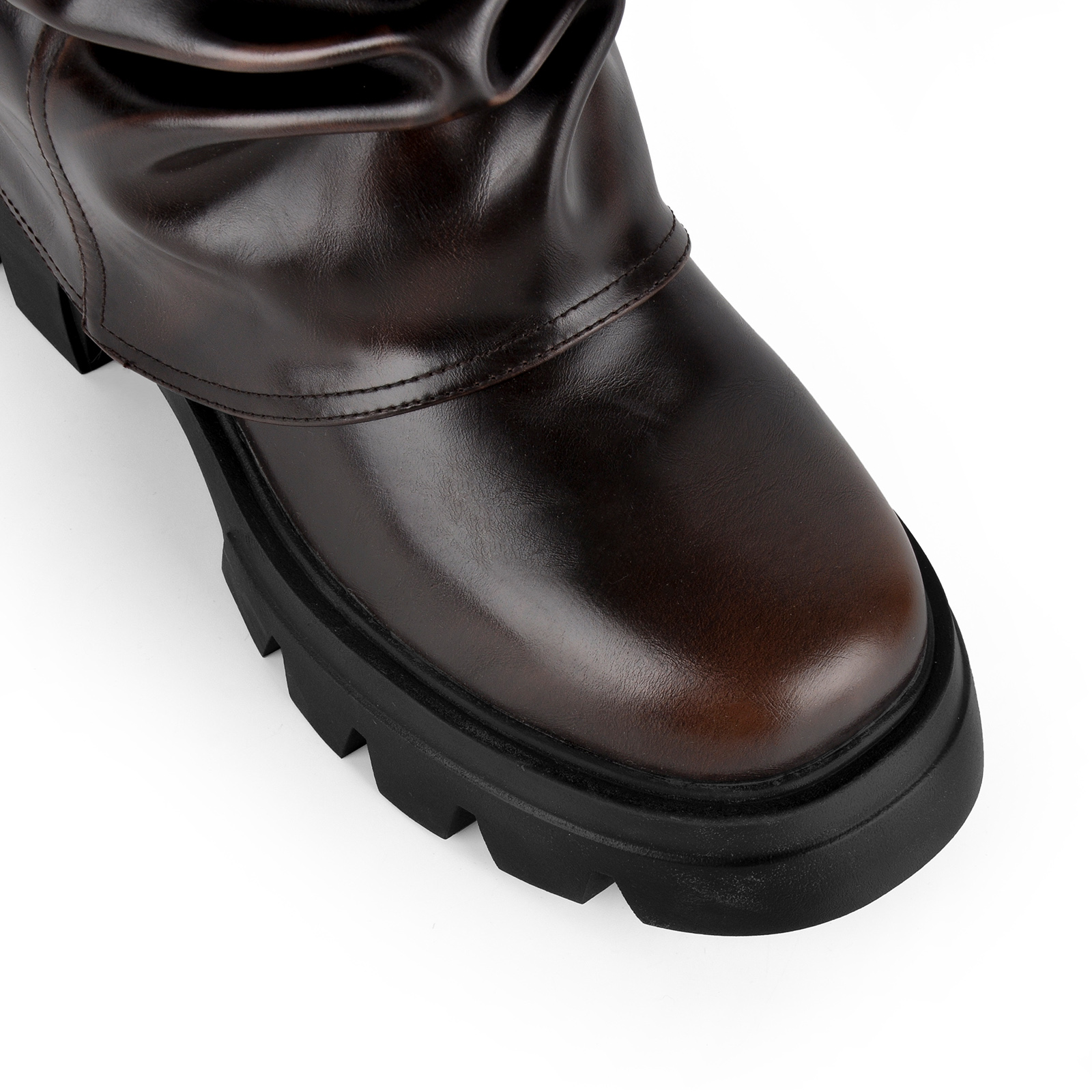 Platform Fold Over Buckles Knee High Boots