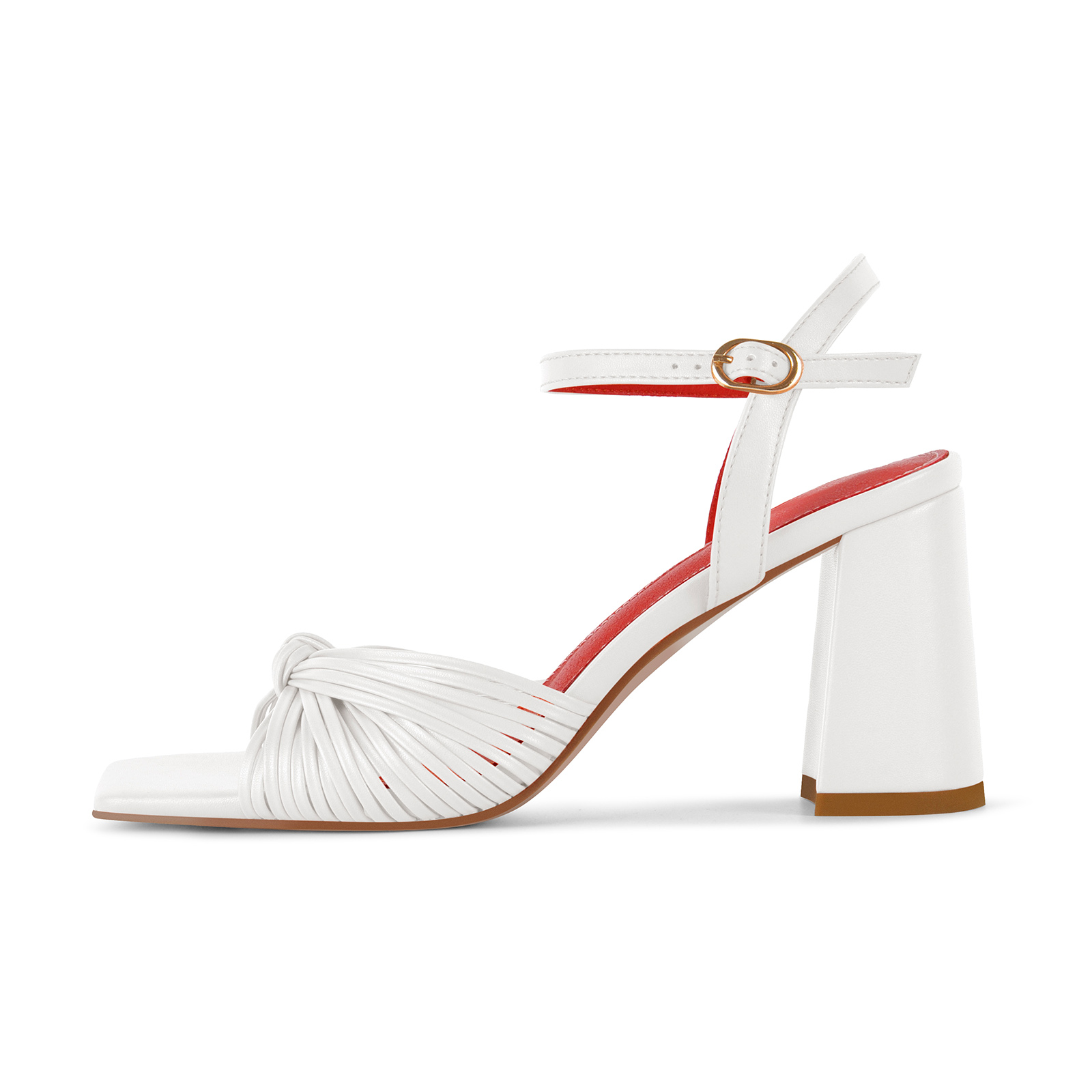Square Toe Ankle Strap Chunky Heel Sandals
