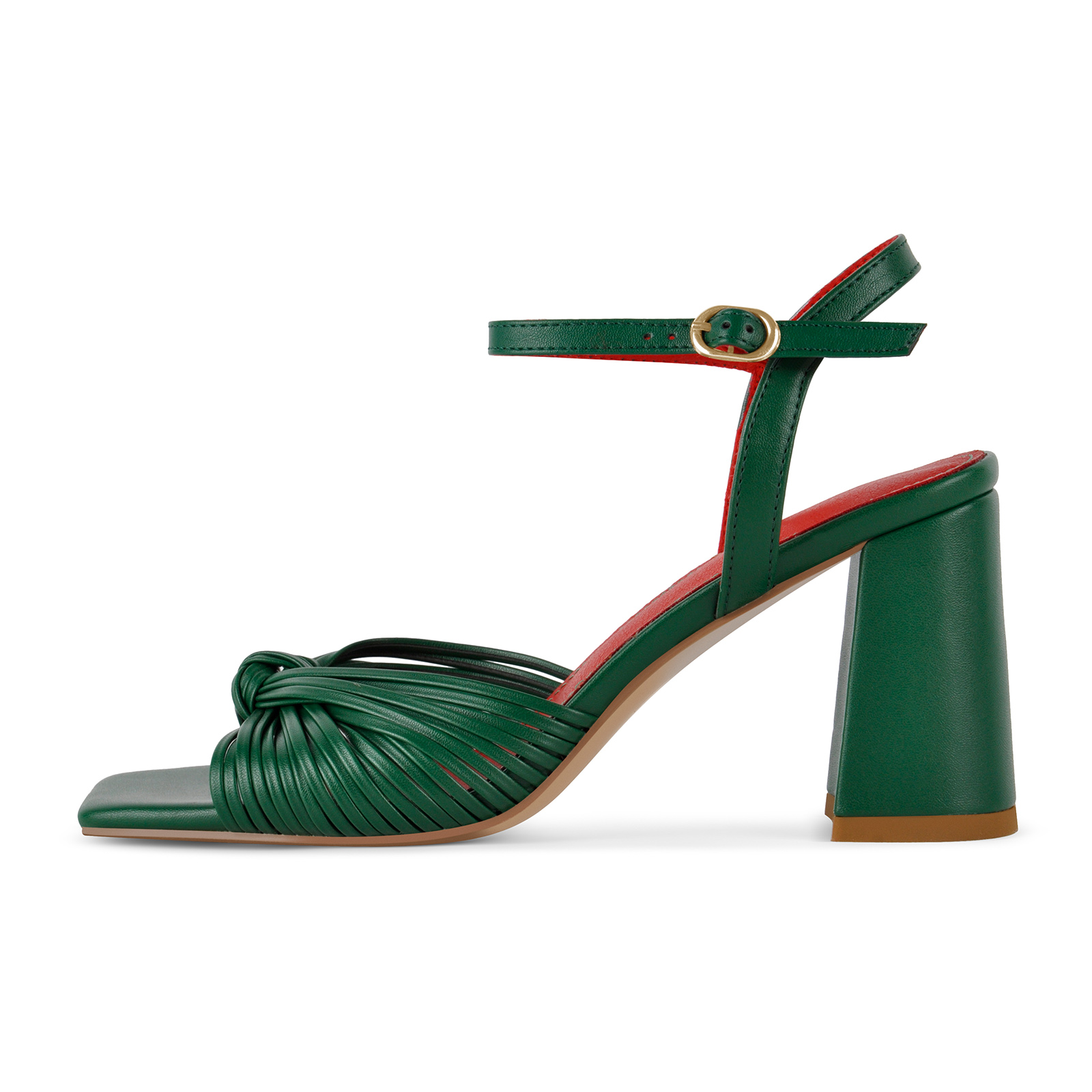 Square Toe Ankle Strap Chunky Heel Sandals