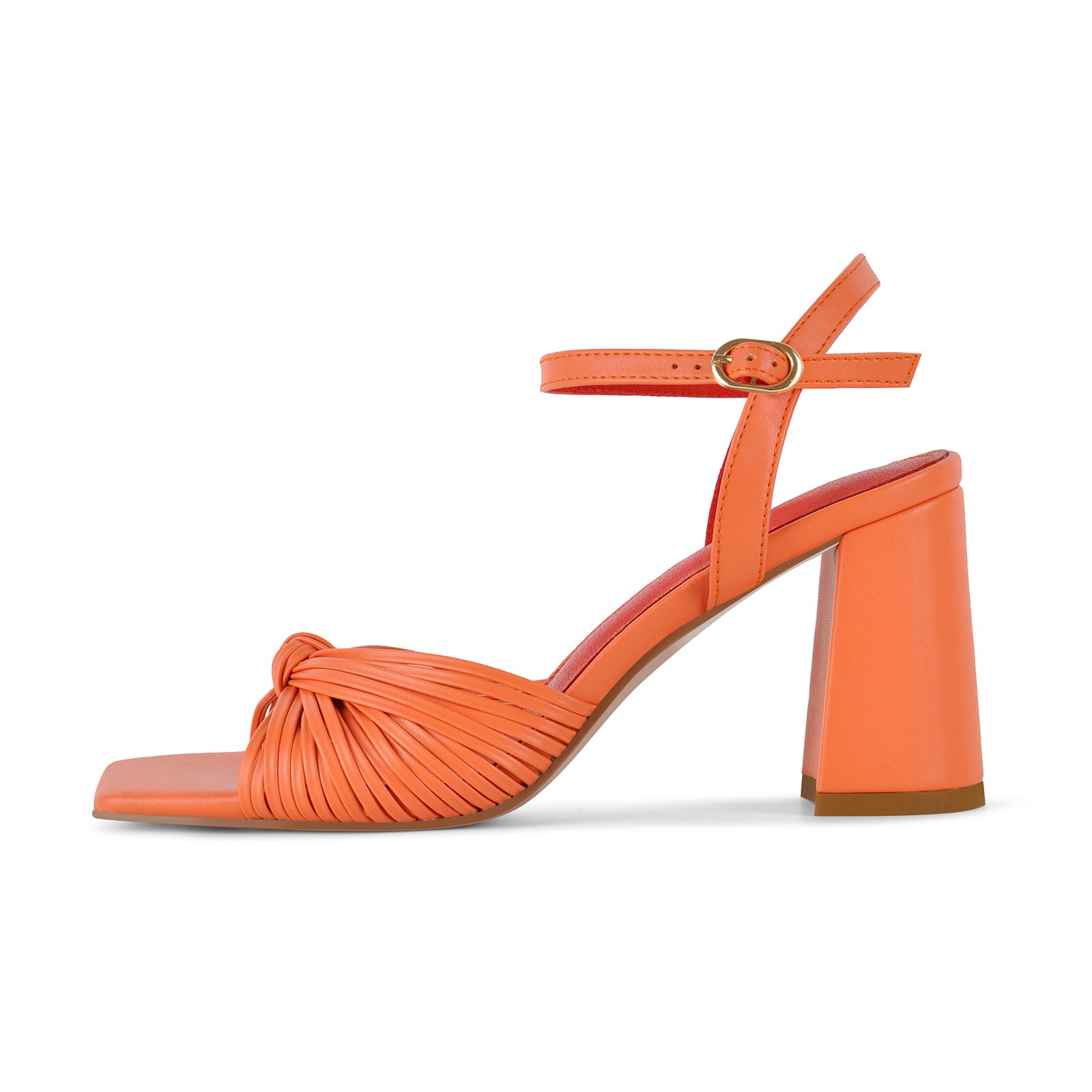 Square Toe Ankle Strap Chunky Heel Sandals