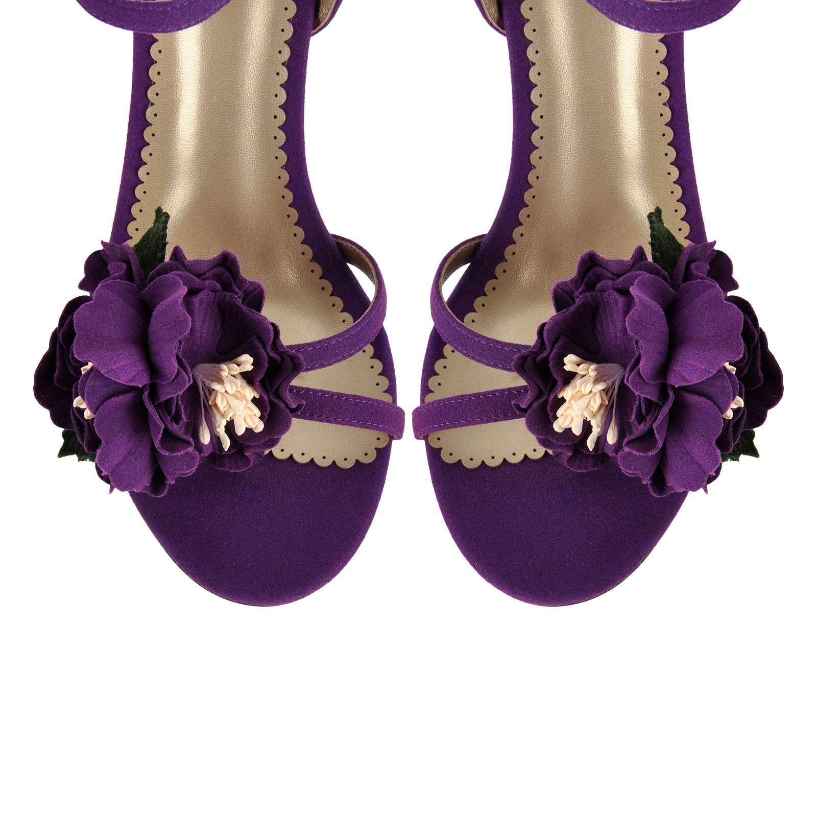 Suede Flower Buckle Strap Stiletto Sandals