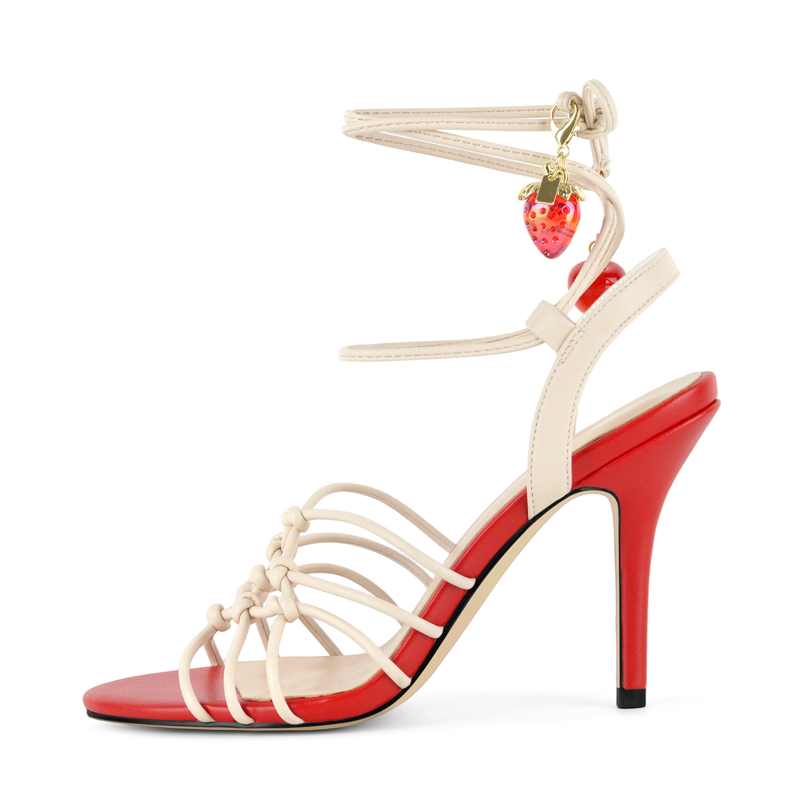 Fruit Pendant Knotted Strappy Lace-up Sandals