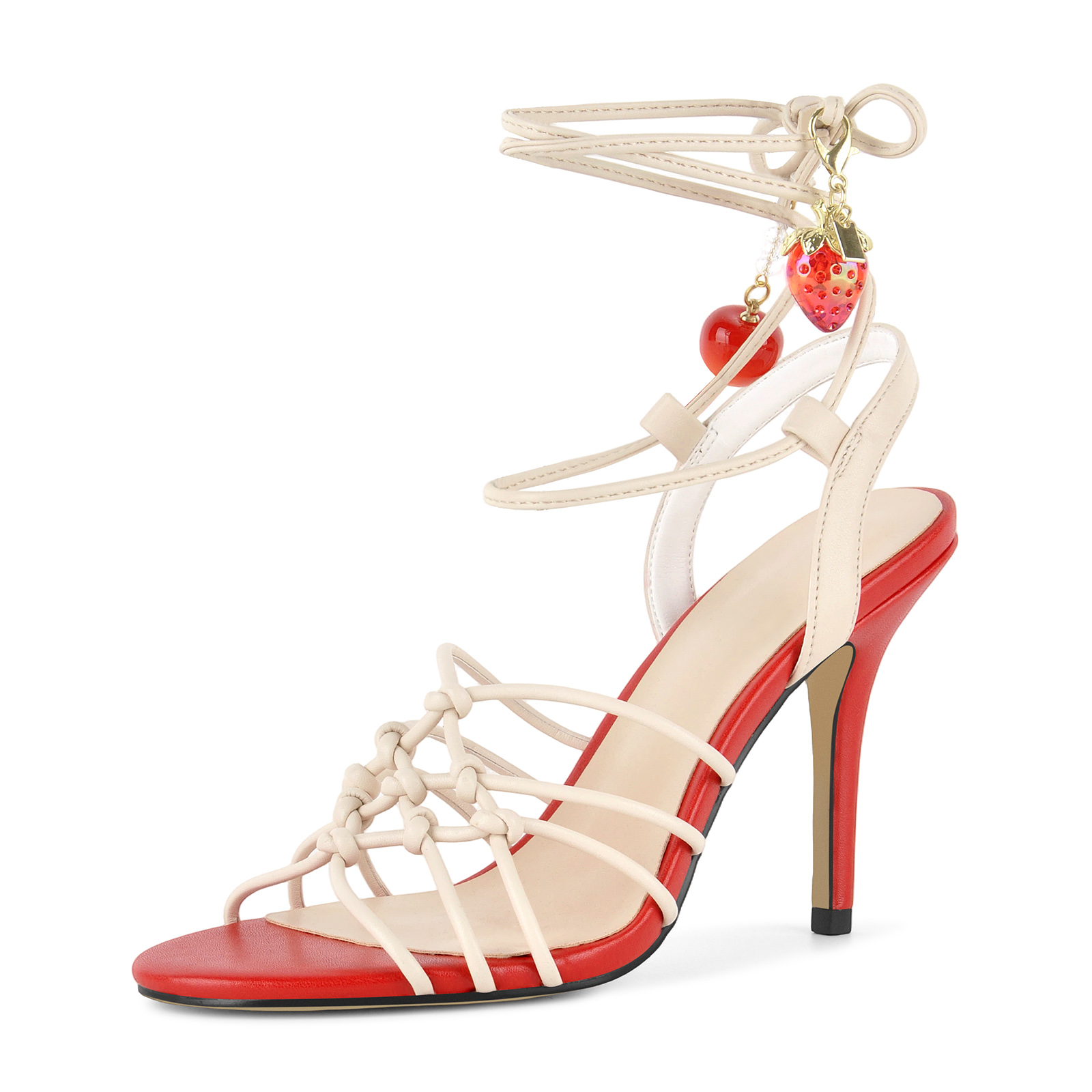 Fruit Pendant Knotted Strappy Lace-up Sandals