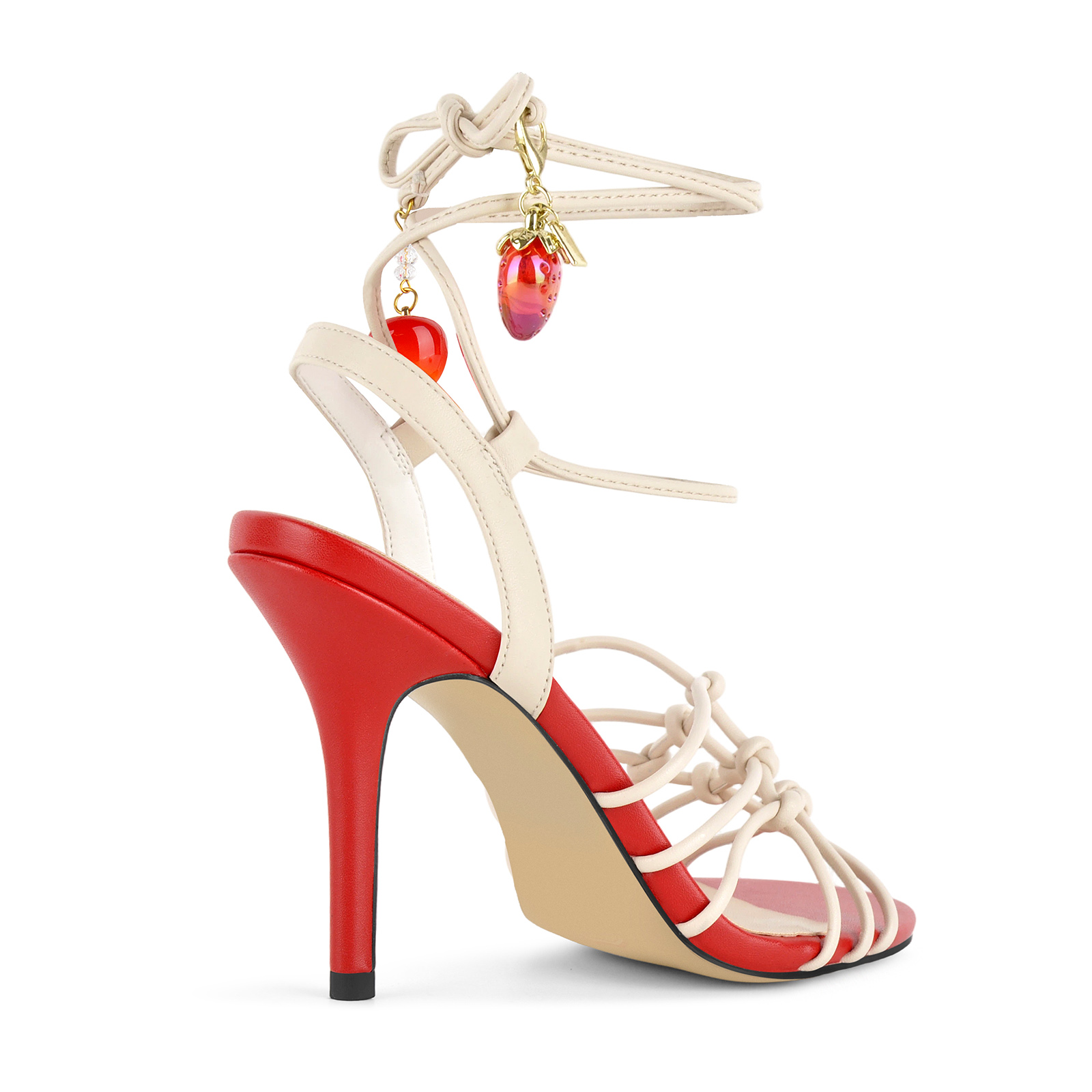 Fruit Pendant Knotted Strappy Lace-up Sandals
