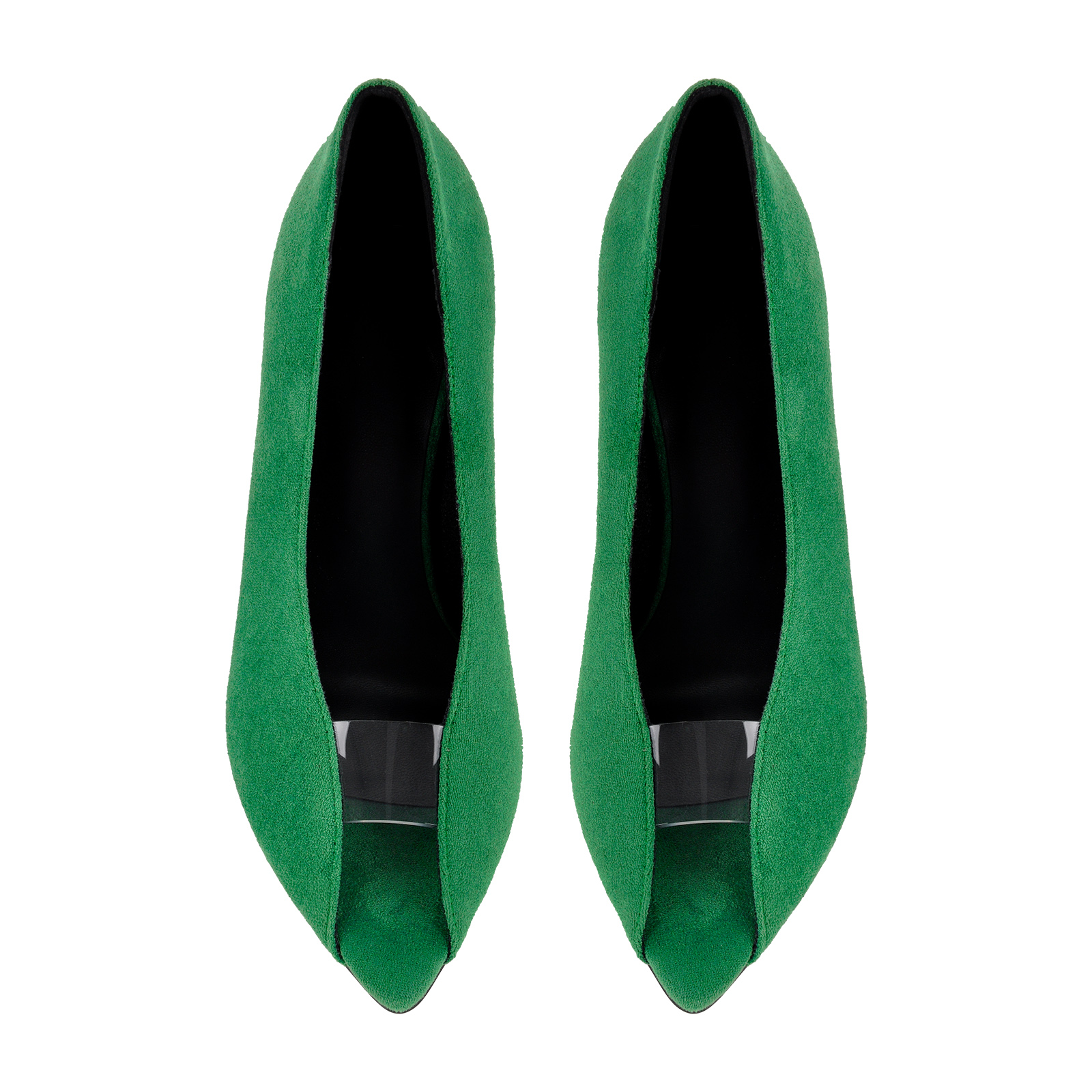 Peep Toe Suede Cutout Clear Stiletto Pumps