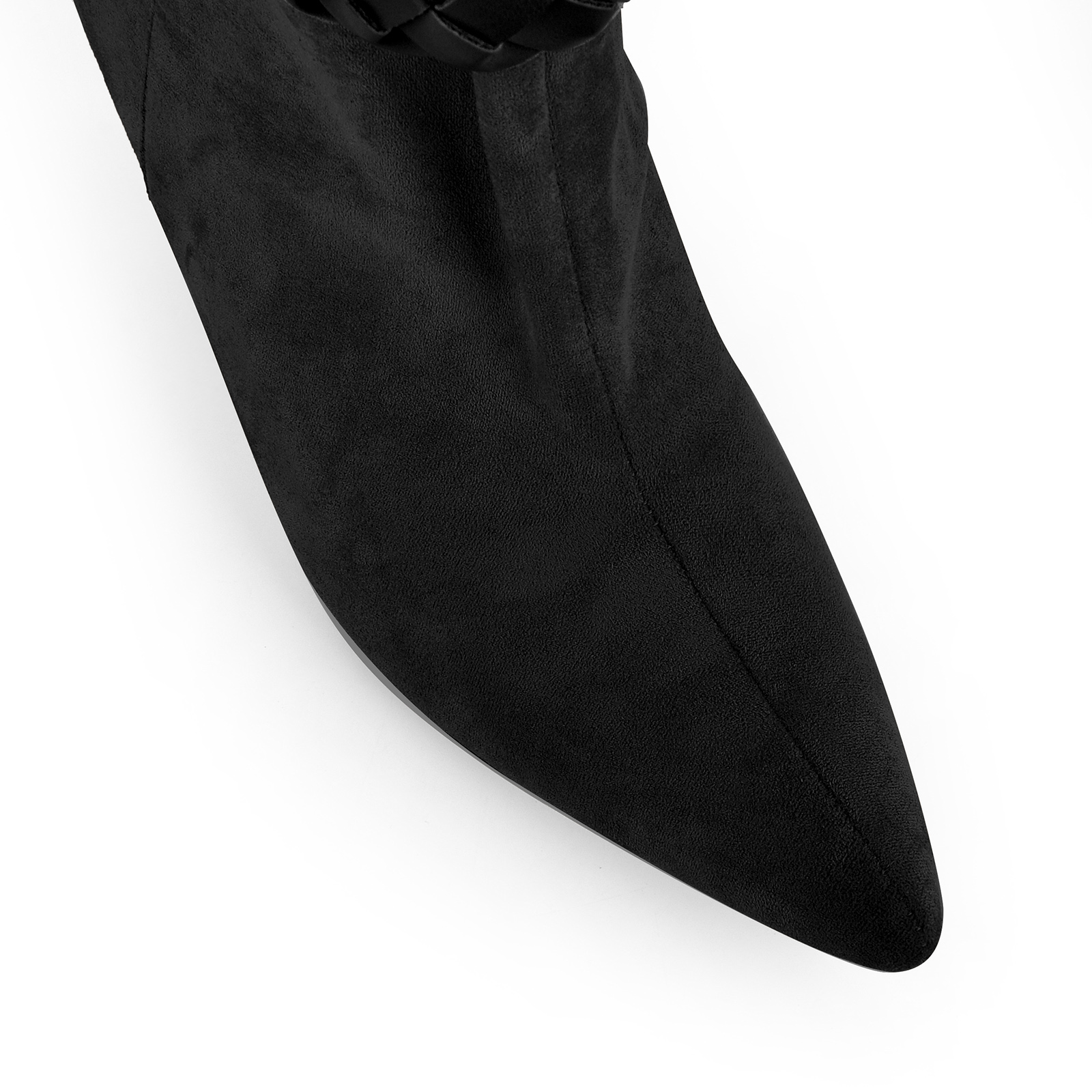 Suede Braided Buckle Strap Knee High Boots