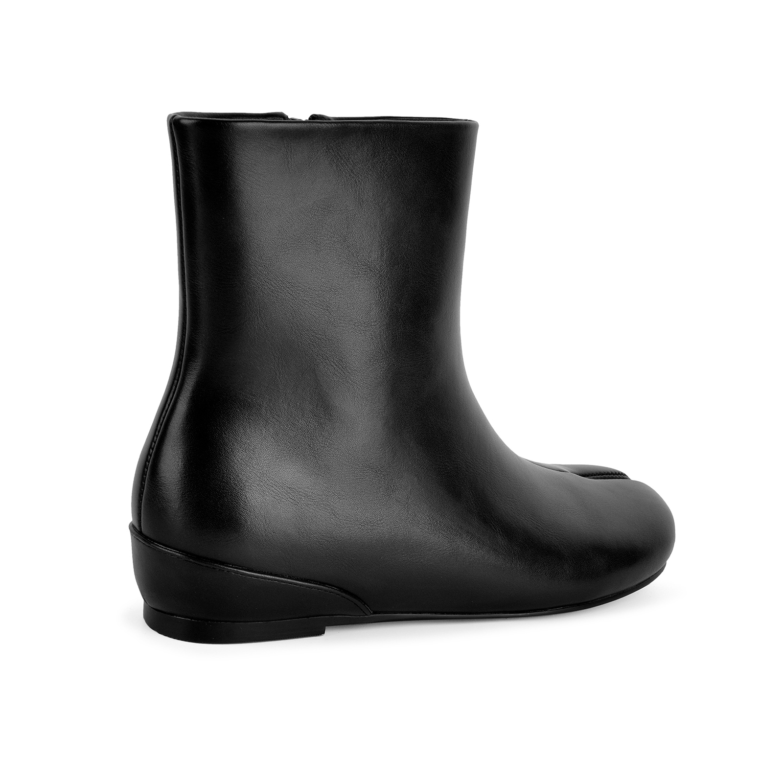 Round Toe Tabi Side Zipper Flat Ankle Boots