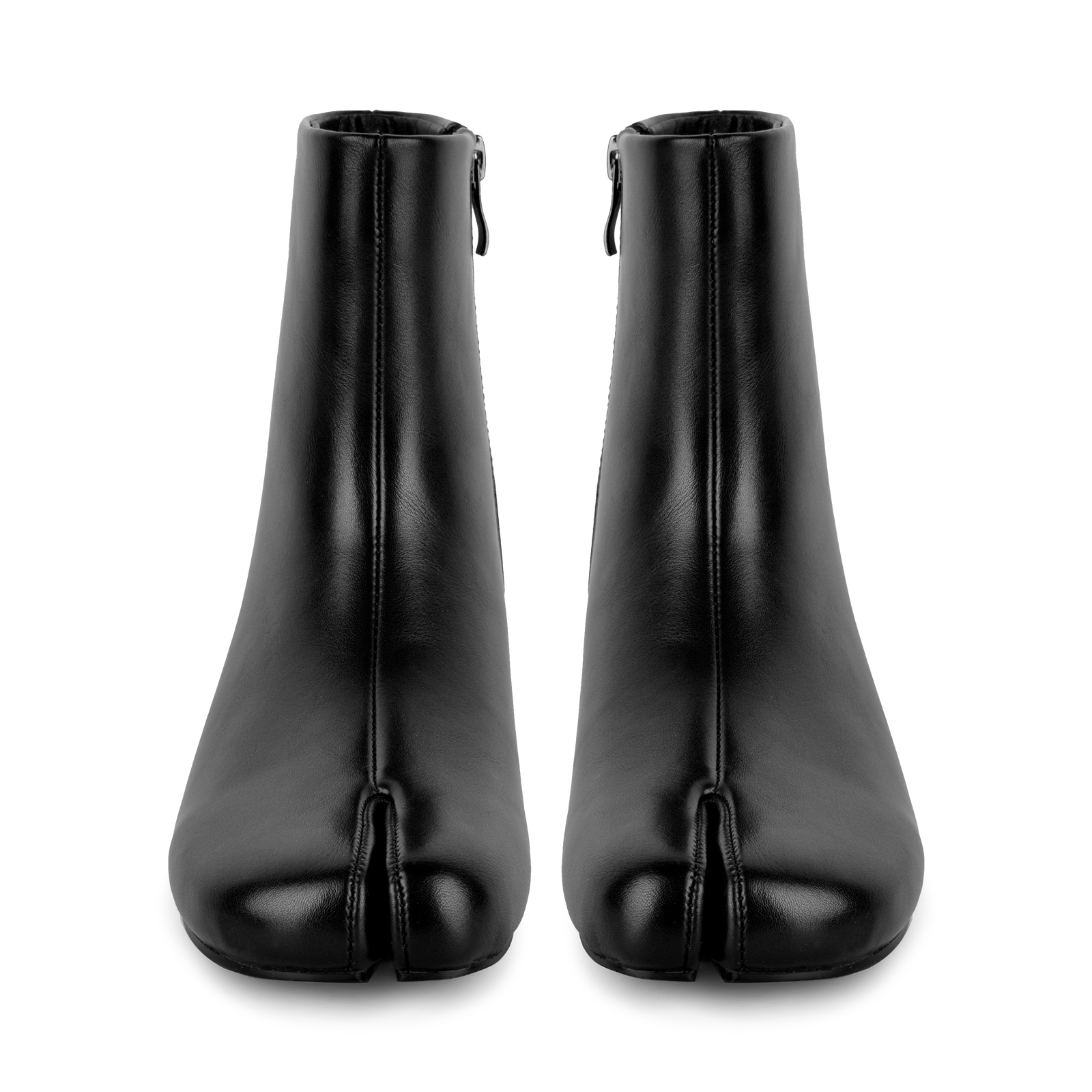 Round Toe Tabi Side Zipper Flat Ankle Boots