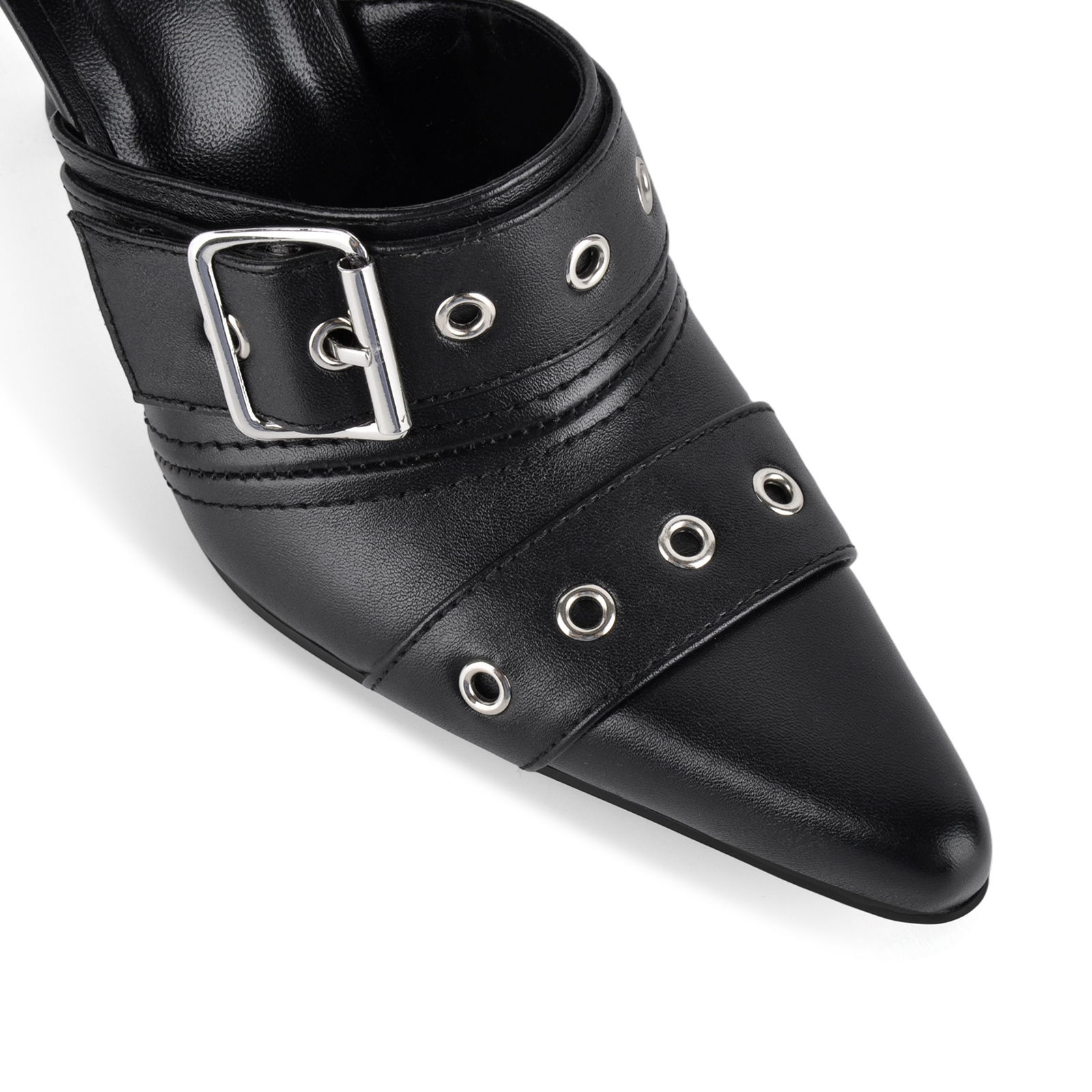 Pointed Toe Multi Buckle Ankle Strap Pumps