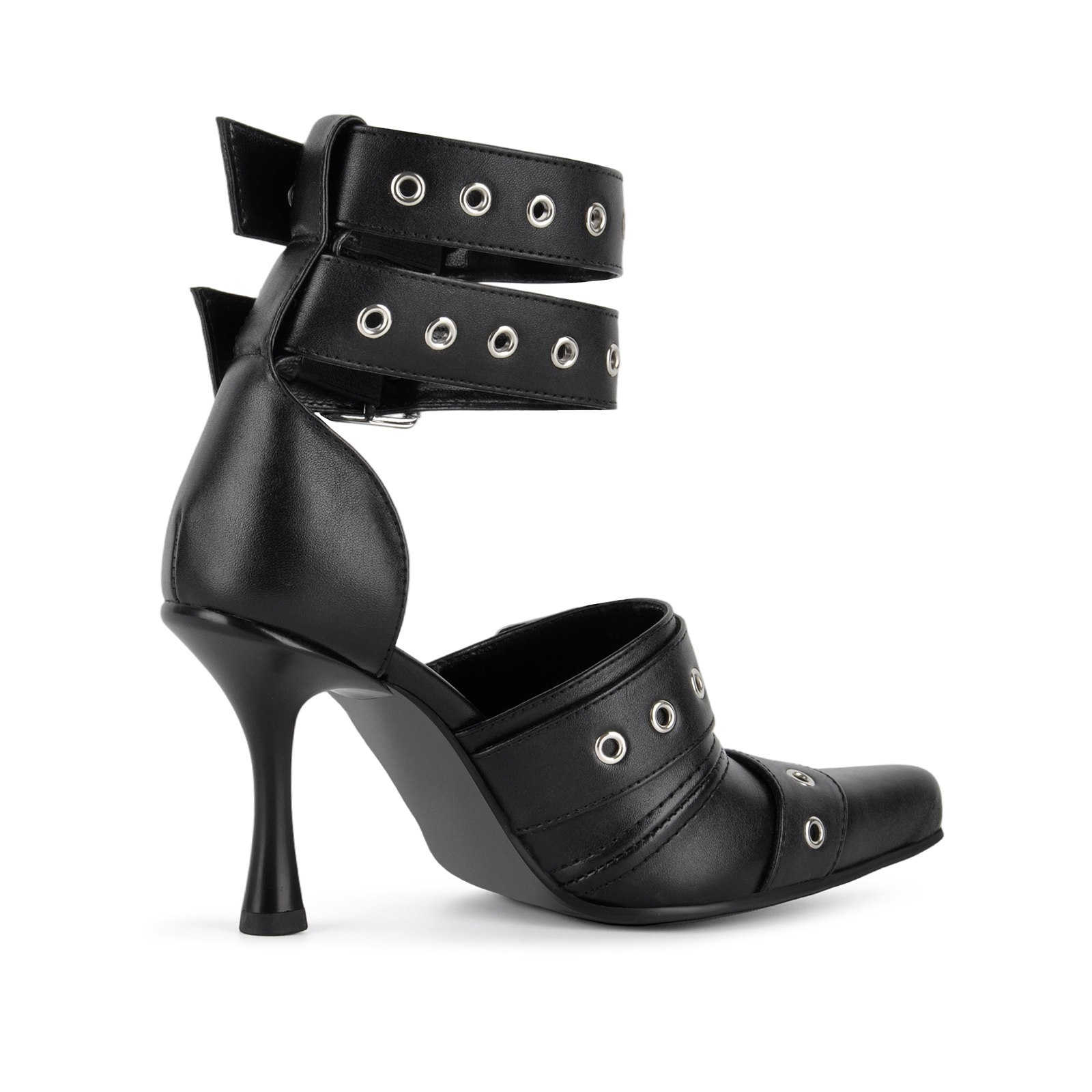 Pointed Toe Multi Buckle Ankle Strap Pumps
