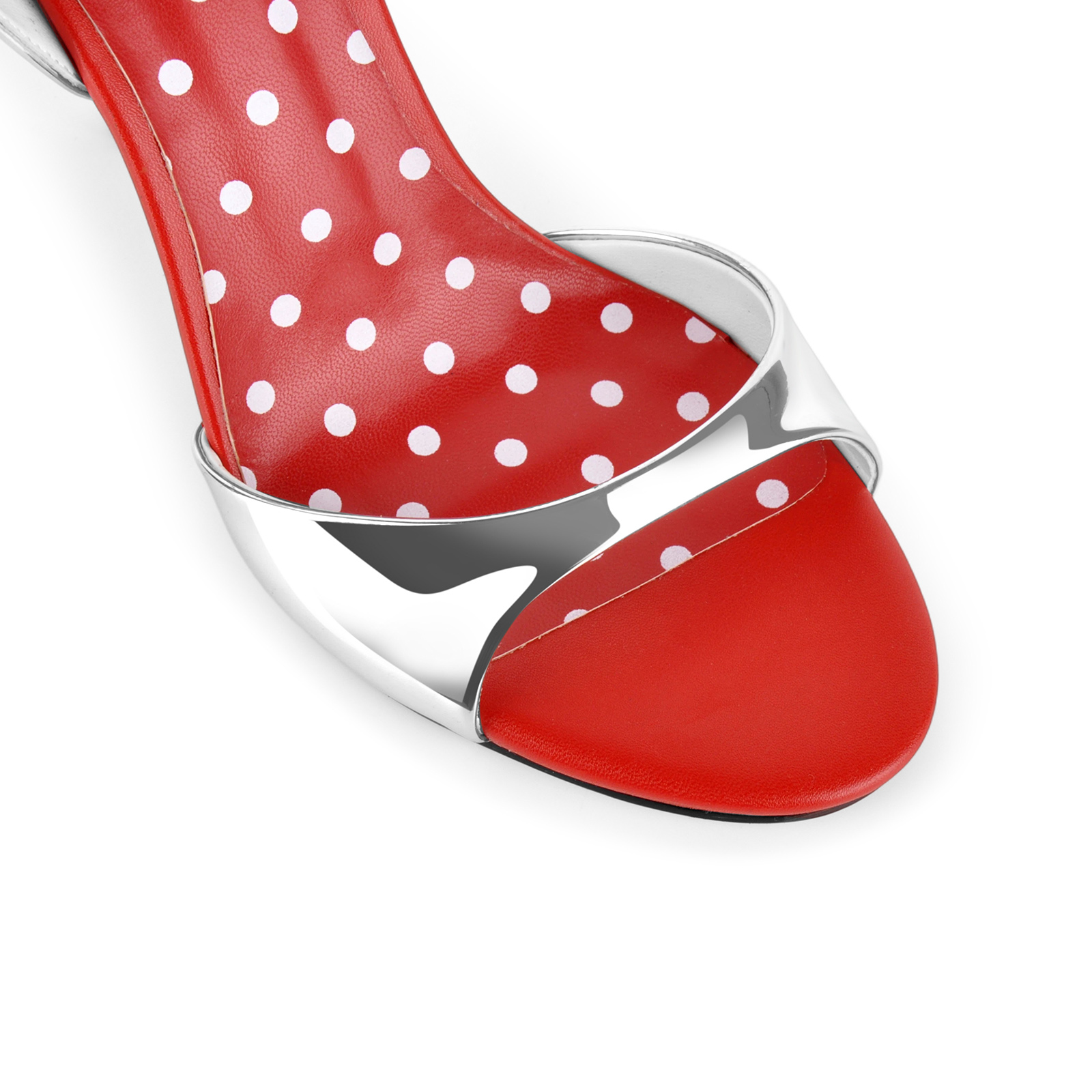 Round Toe Metallic Ankle Strap Sandals
