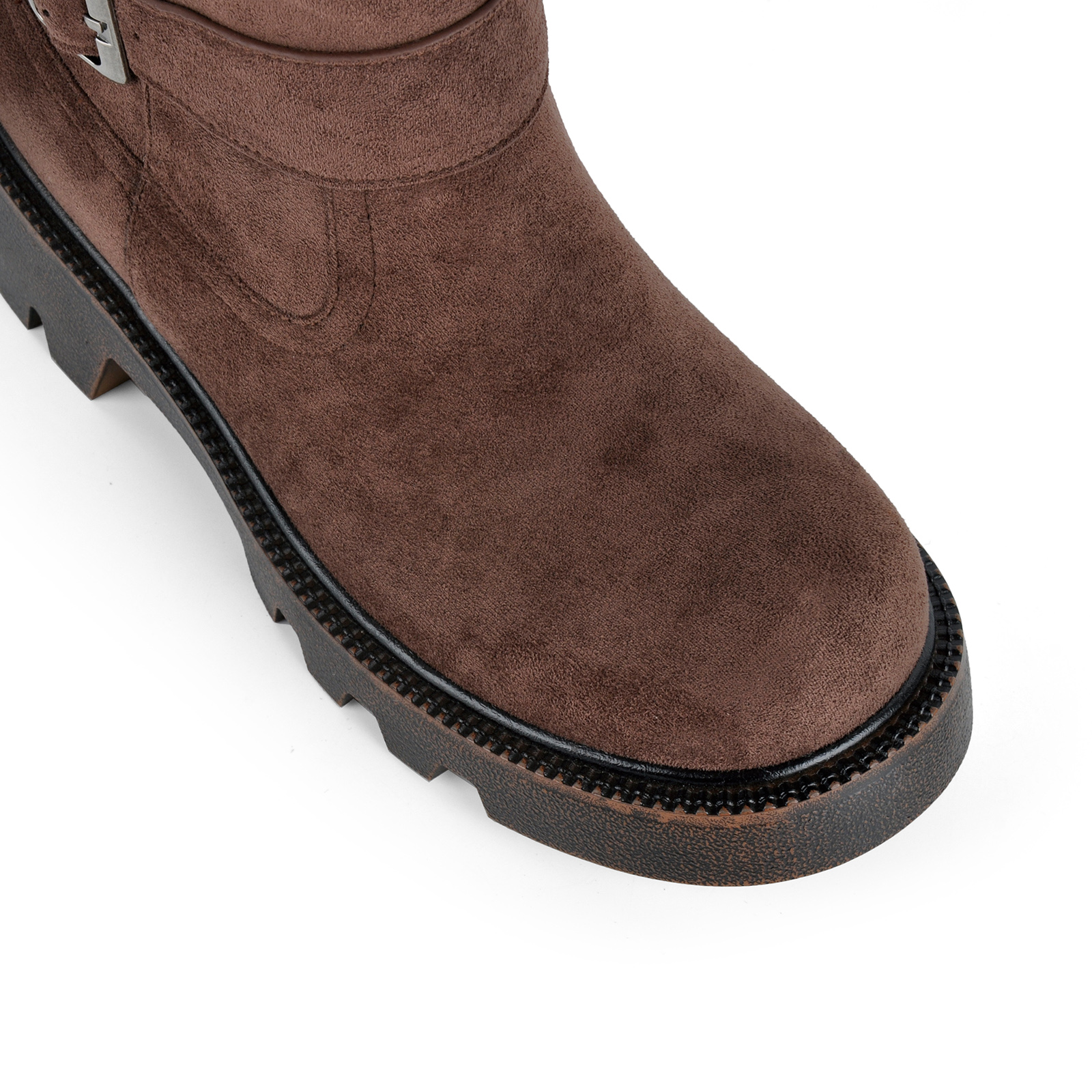 Suede Platform Buckle Strap Knee High Boots