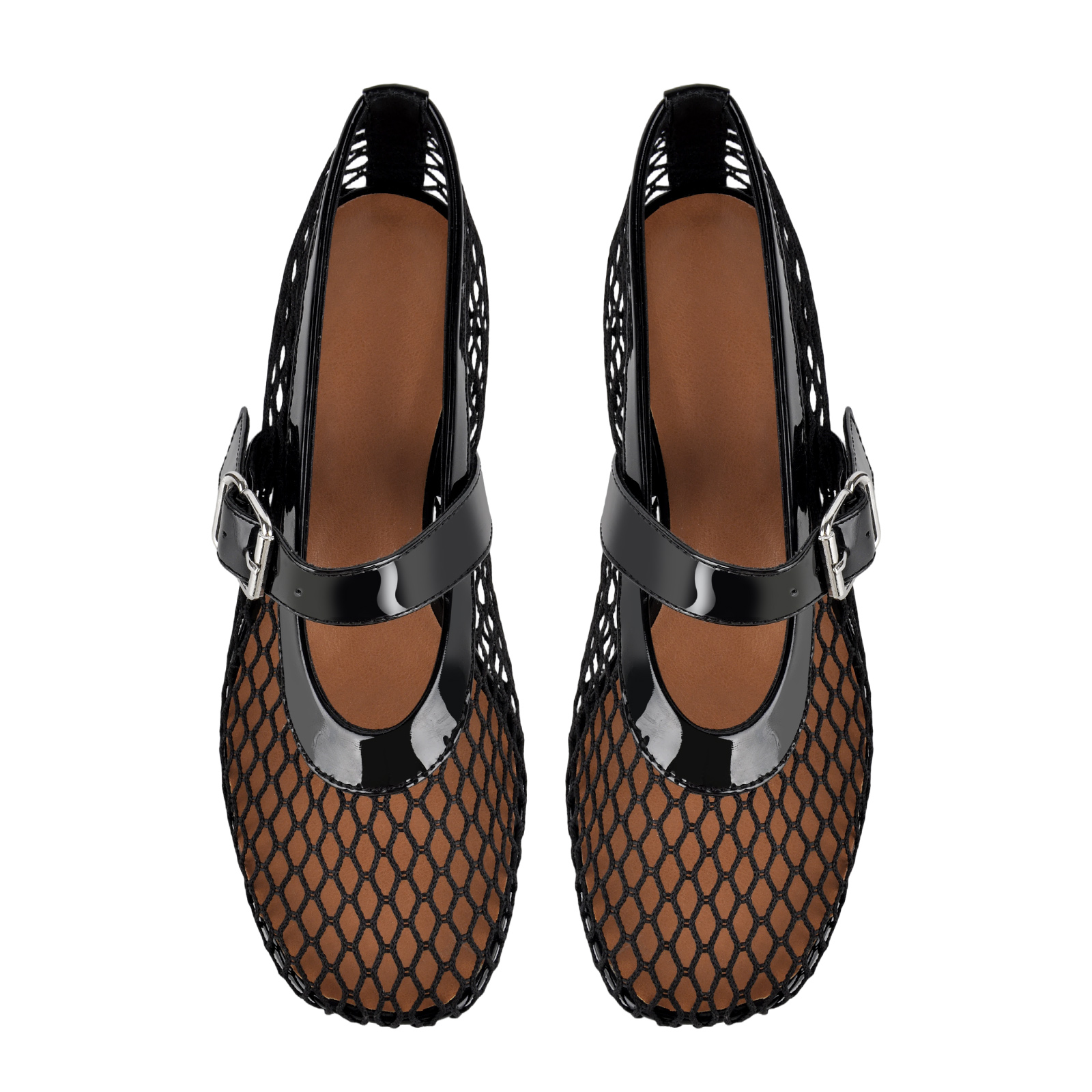 Round Toe Mesh Mary Jane Chunky Heel Pumps
