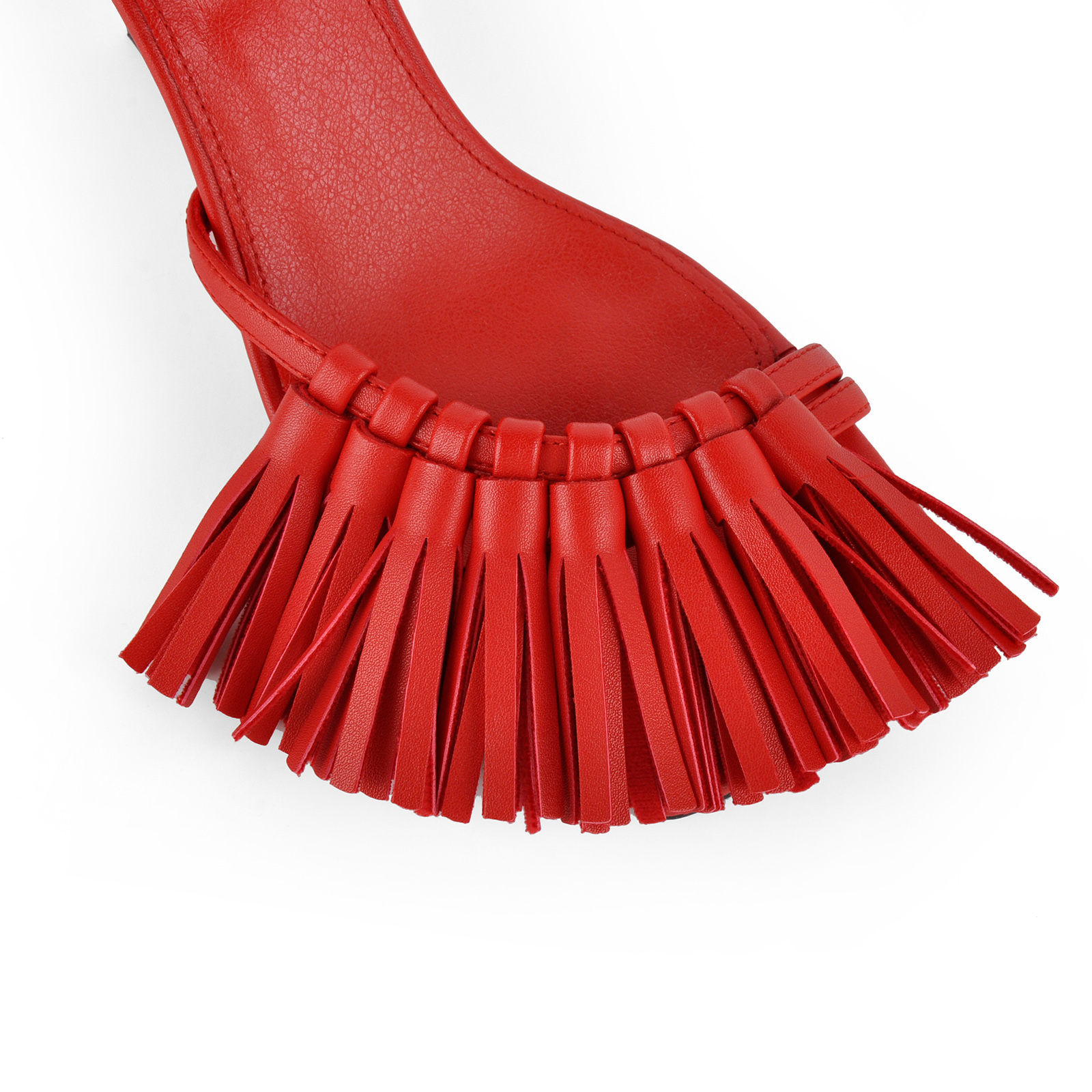 Round Toe Fringe Wedge Heel Ankle Strap Sandals