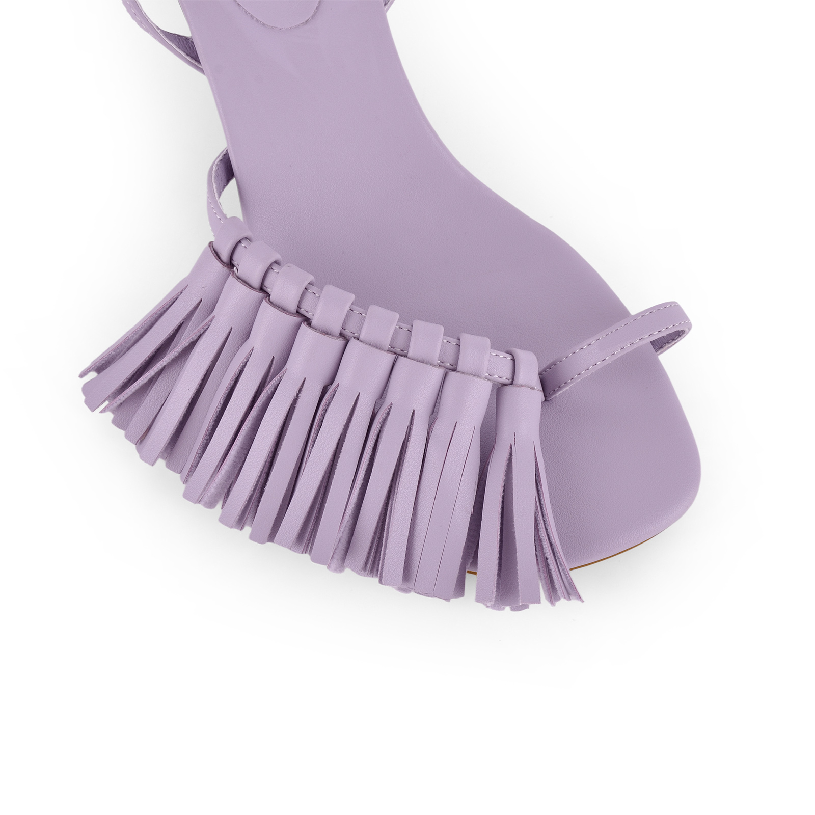 Fringe Flip Flops Ankle Strap Kitten Heel Sandals
