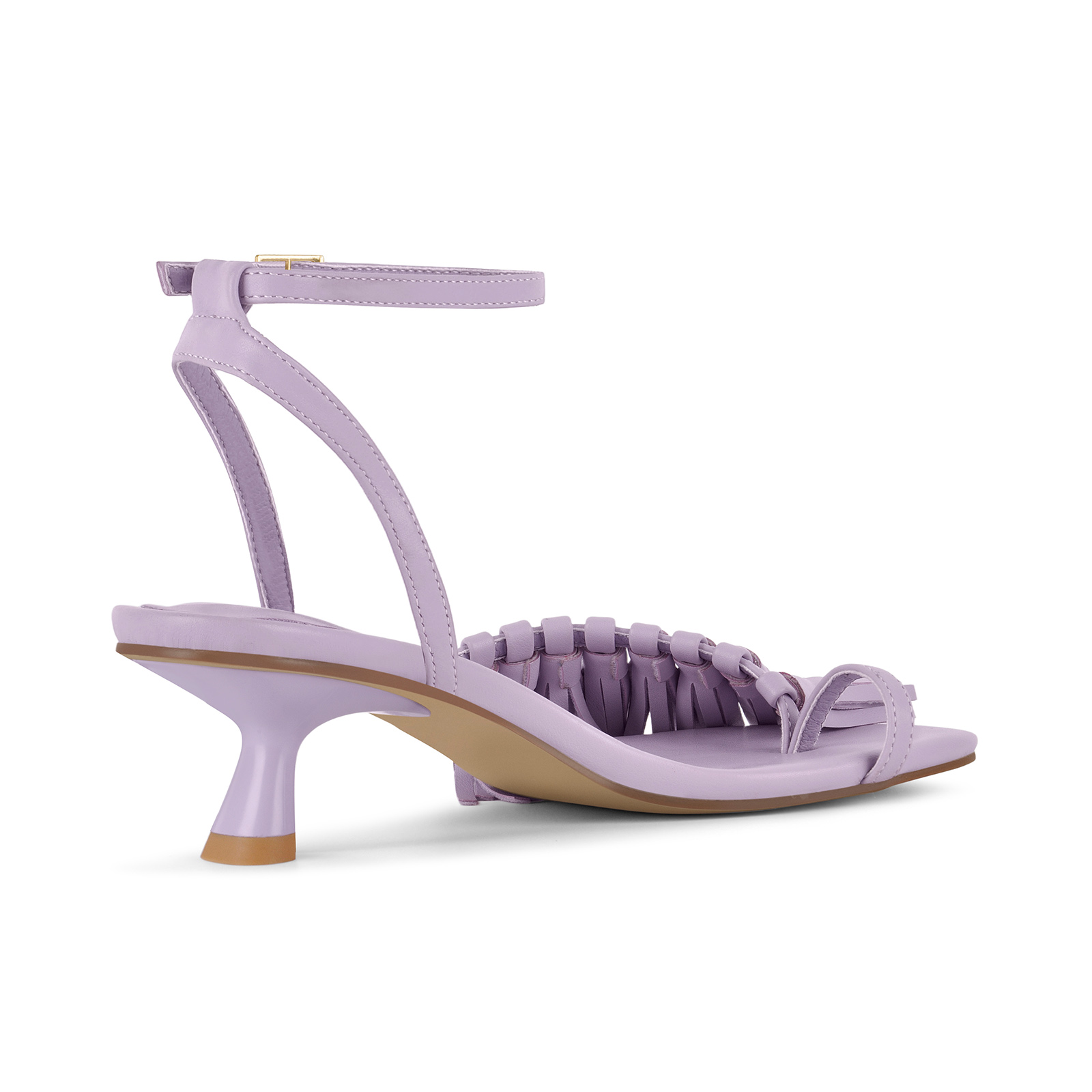 Fringe Flip Flops Ankle Strap Kitten Heel Sandals
