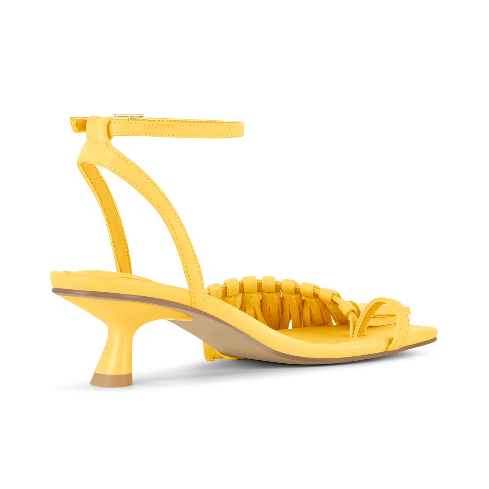 Fringe Flip Flops Ankle Strap Kitten Heel Sandals