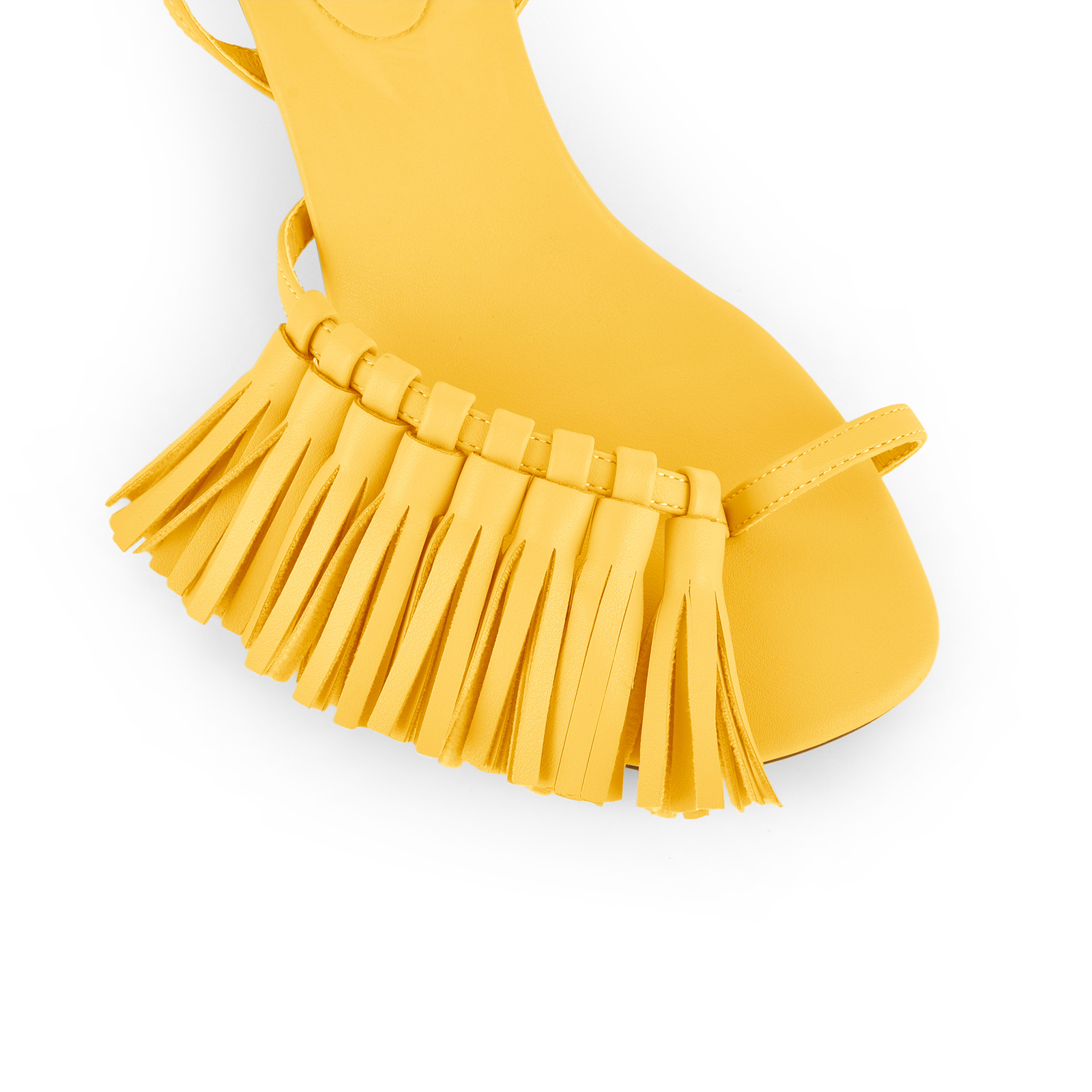 Fringe Flip Flops Ankle Strap Kitten Heel Sandals