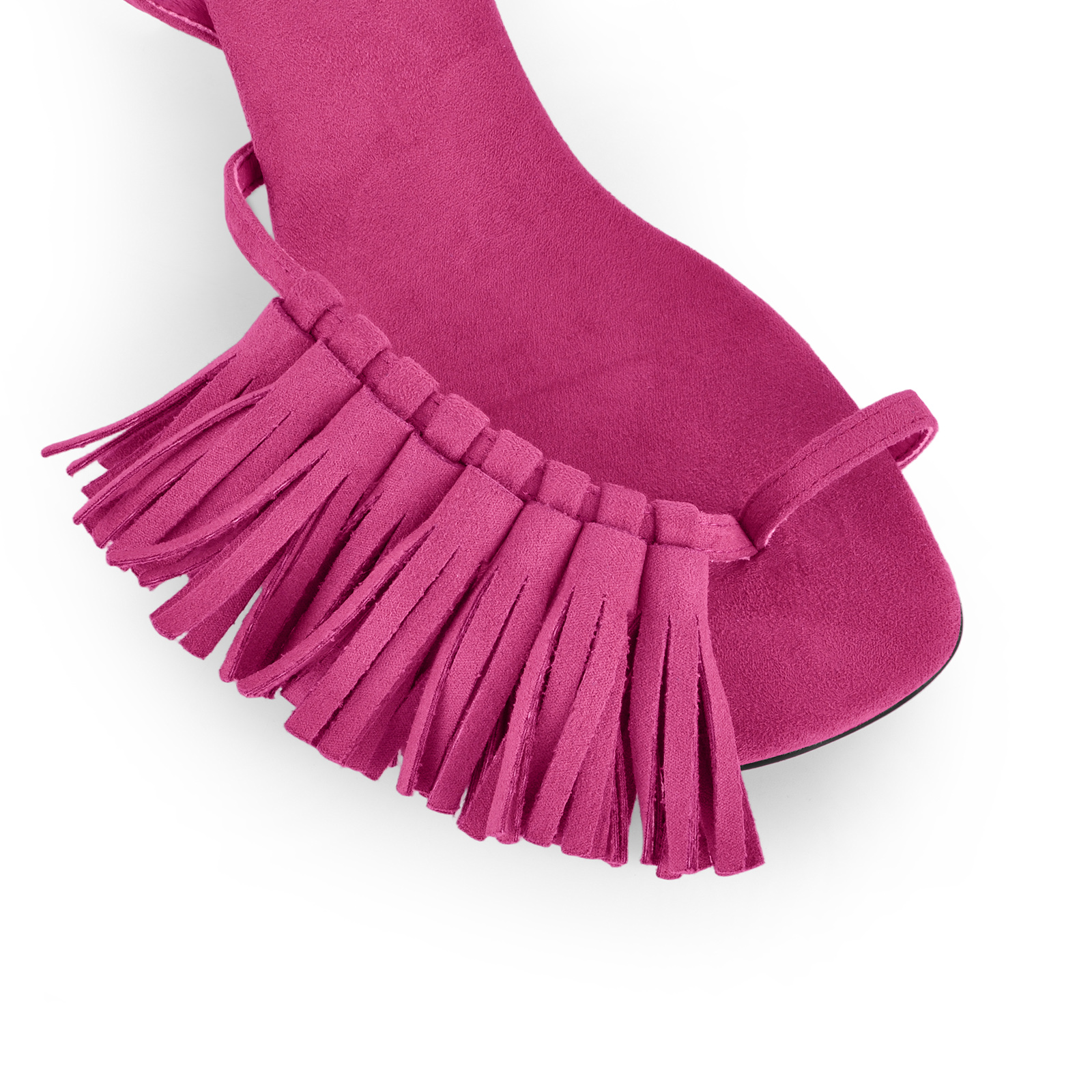 Fringe Flip Flops Ankle Strap Kitten Heel Sandals