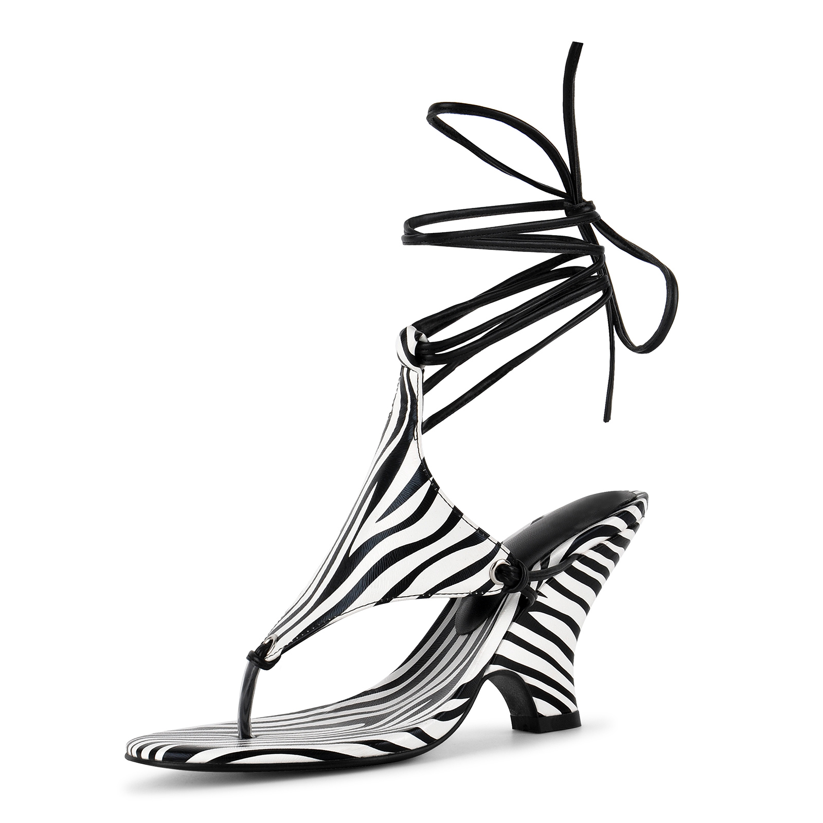 Flip-Flop Wrap Lace-up Wedge Heel Sandals