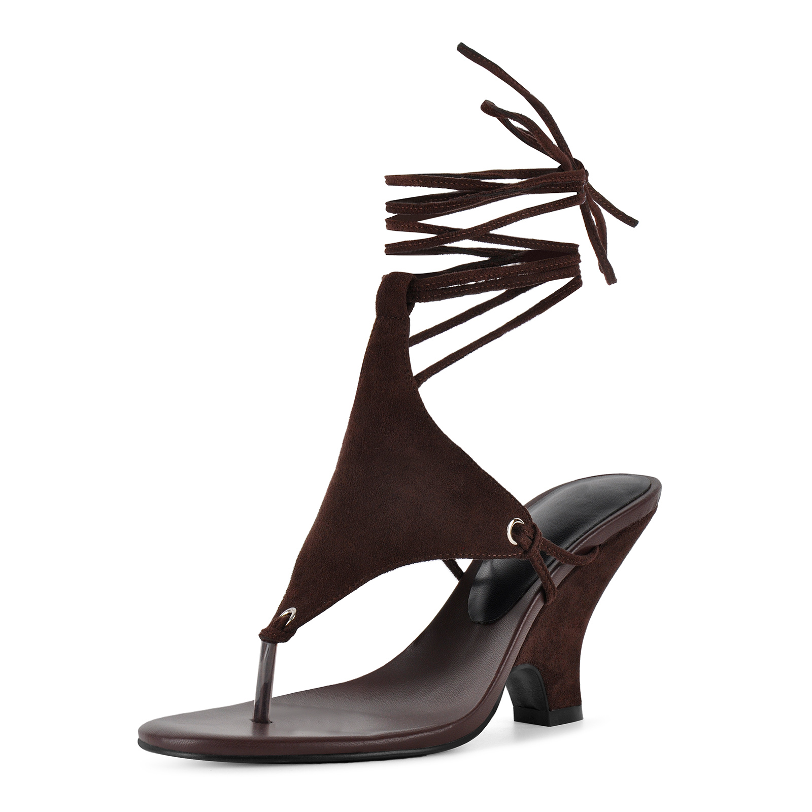 Flip-Flop Wrap Lace-up Wedge Heel Sandals