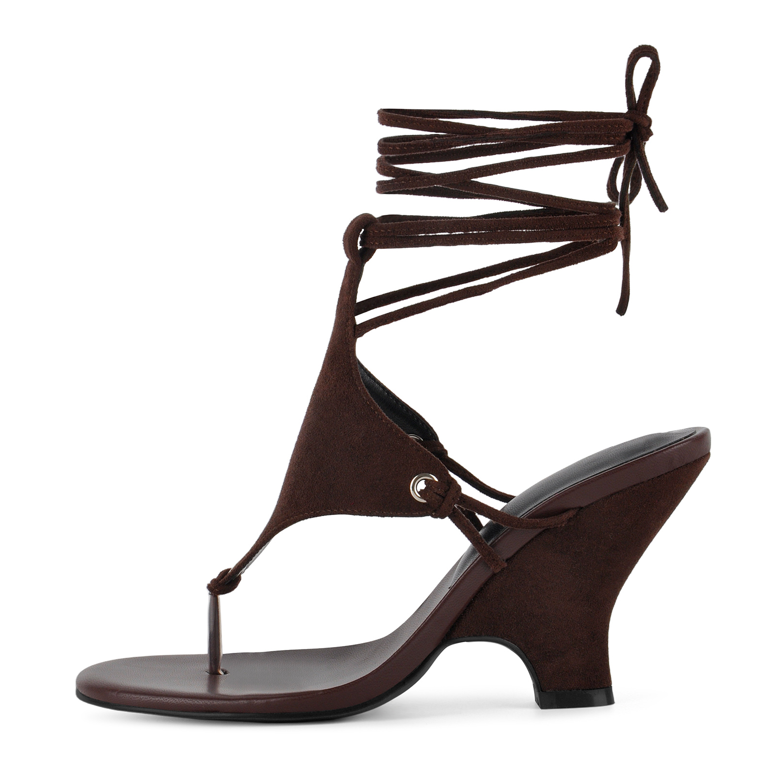 Flip-Flop Wrap Lace-up Wedge Heel Sandals