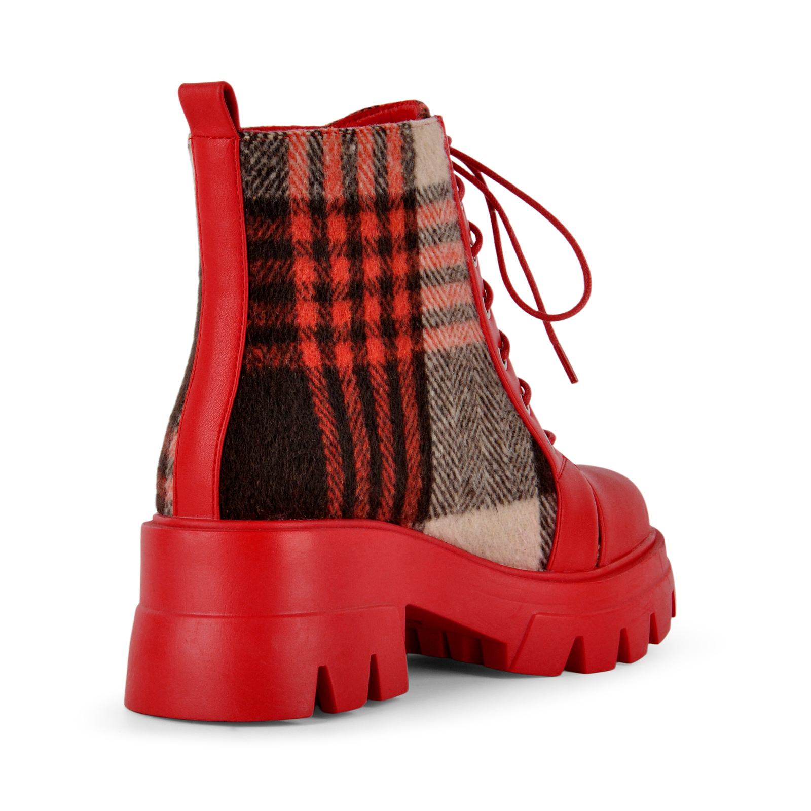 Platform Plaid Patchwork Lace-up Ankle Boots