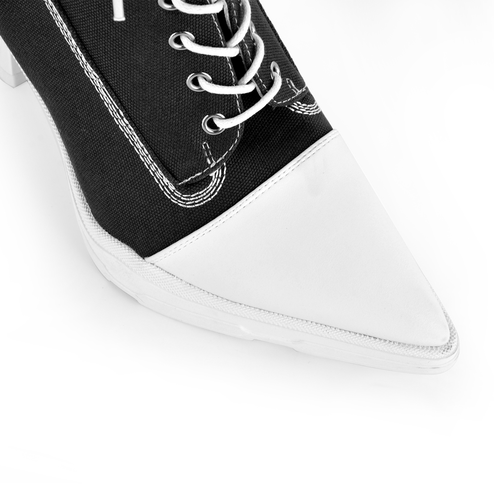 Pointed Toe Canvas Lace-up Sporty Ankle Boots