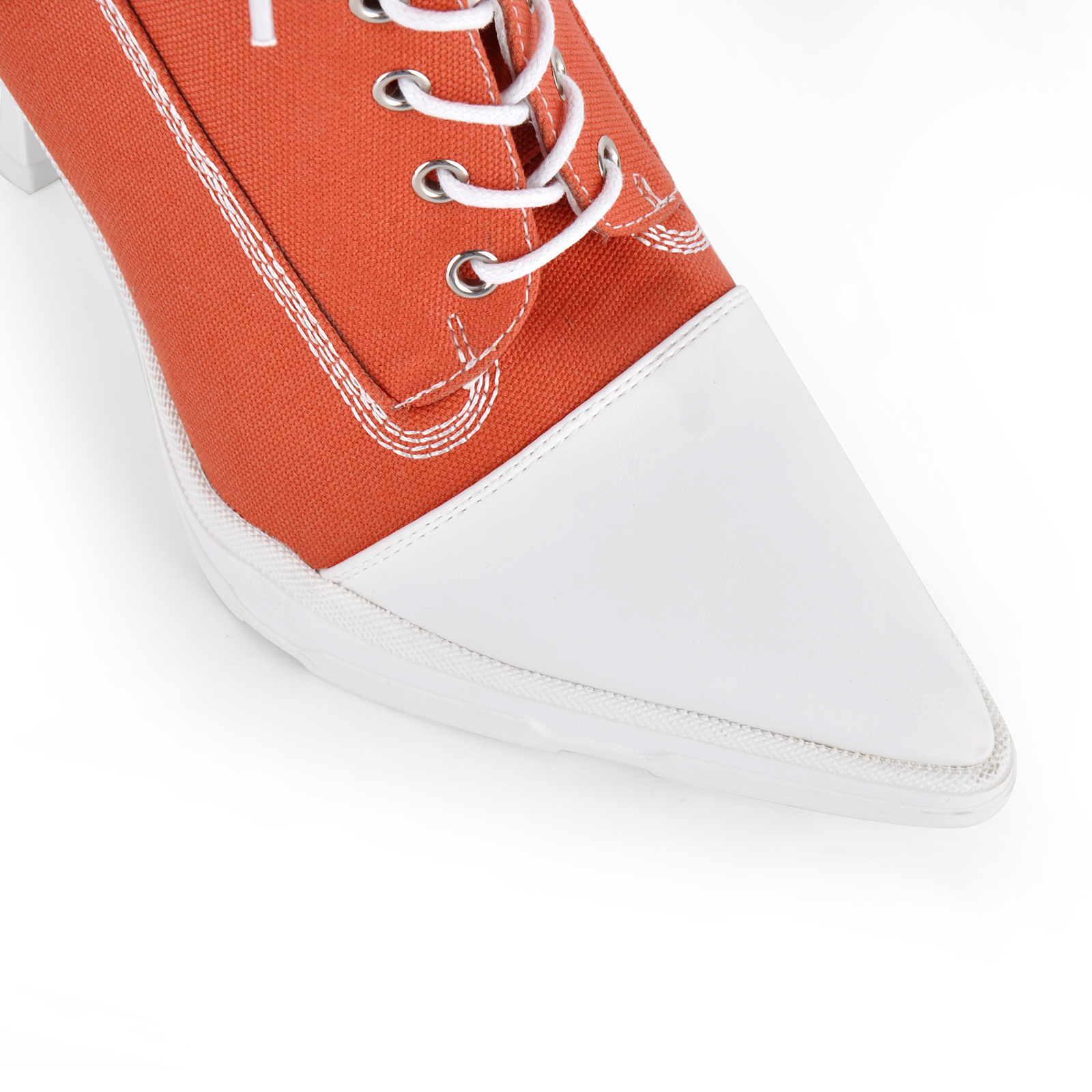 Pointed Toe Canvas Lace-up Sporty Ankle Boots
