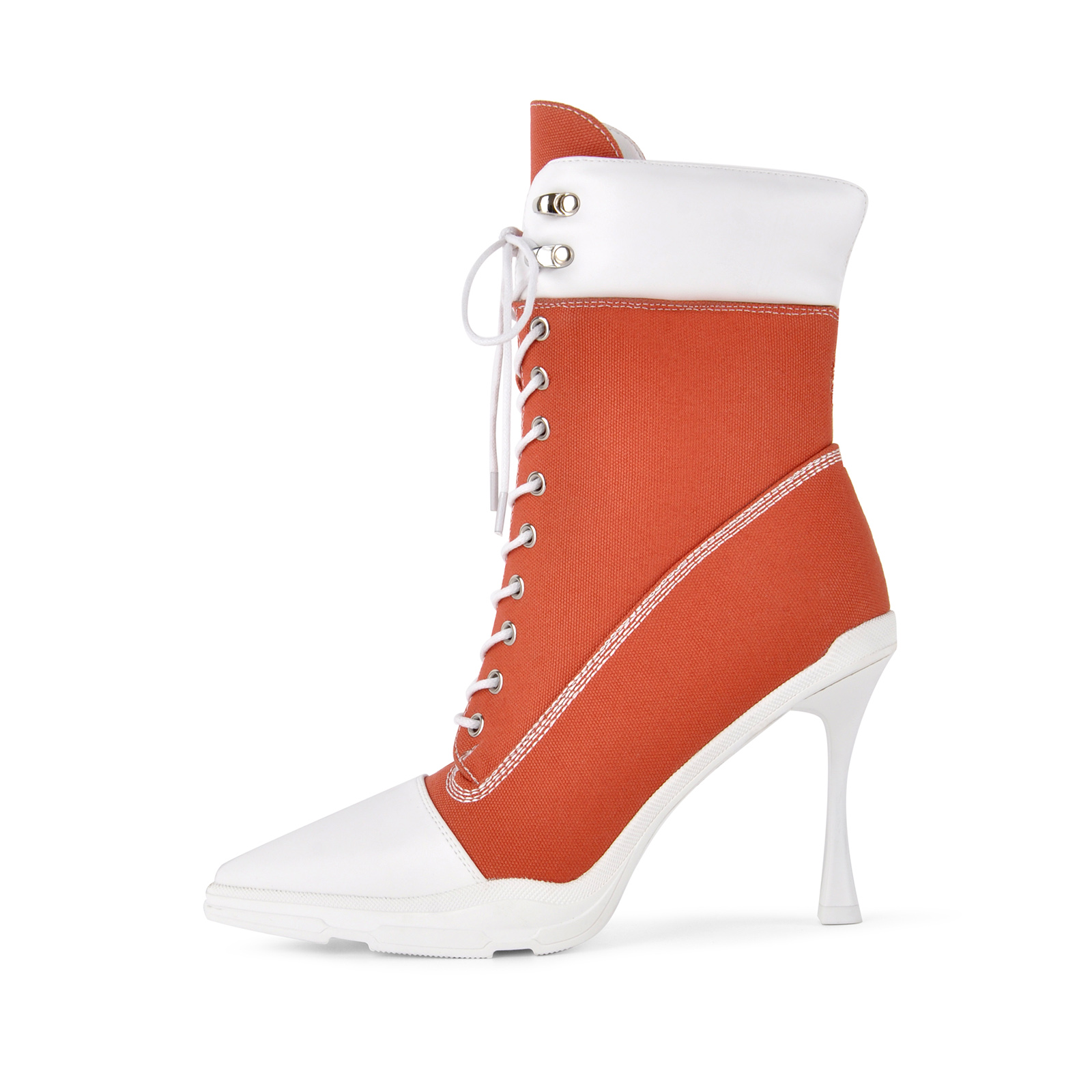 Pointed Toe Canvas Lace-up Sporty Ankle Boots