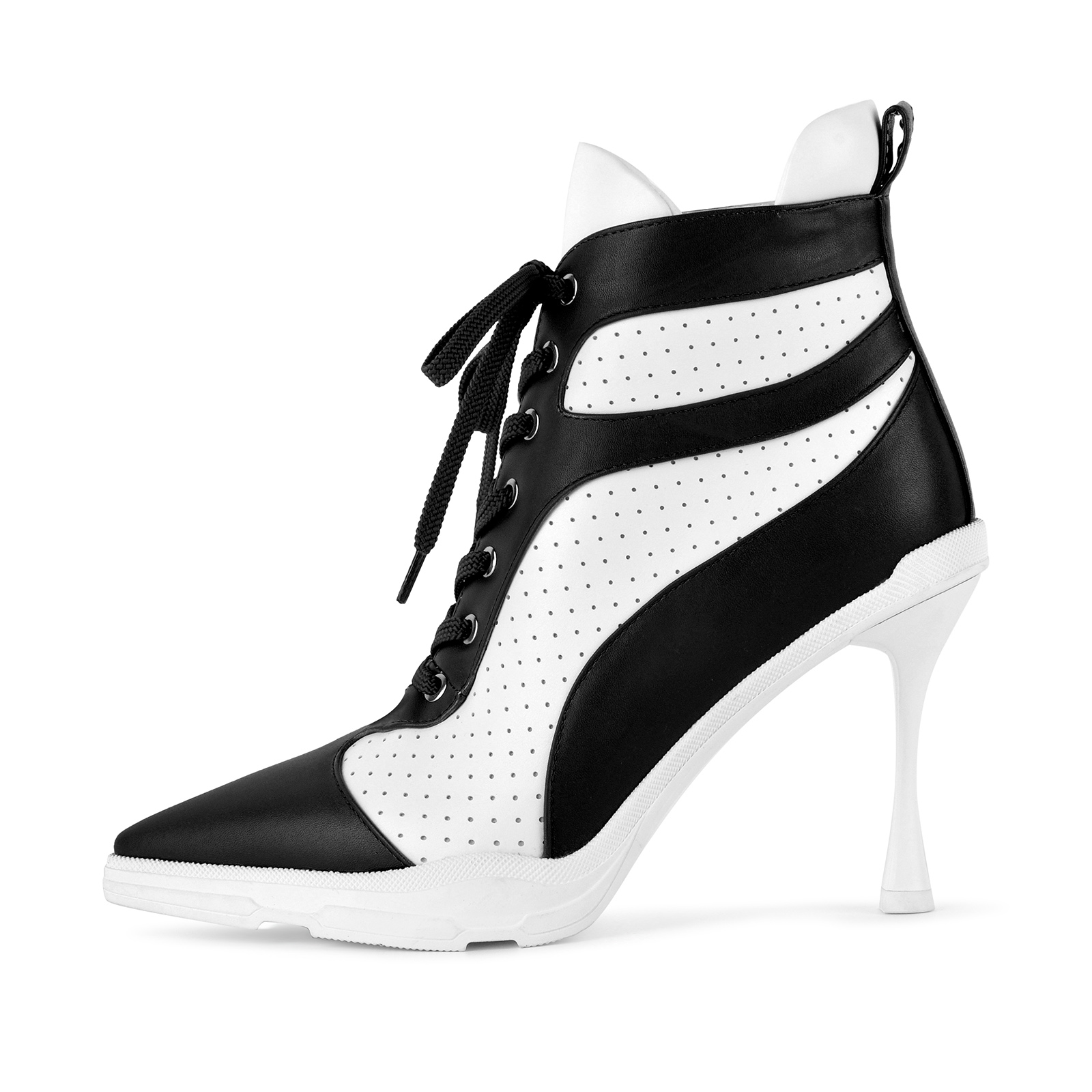 Pointed Toe Lace-up Contrast Sneaker Ankle Boots