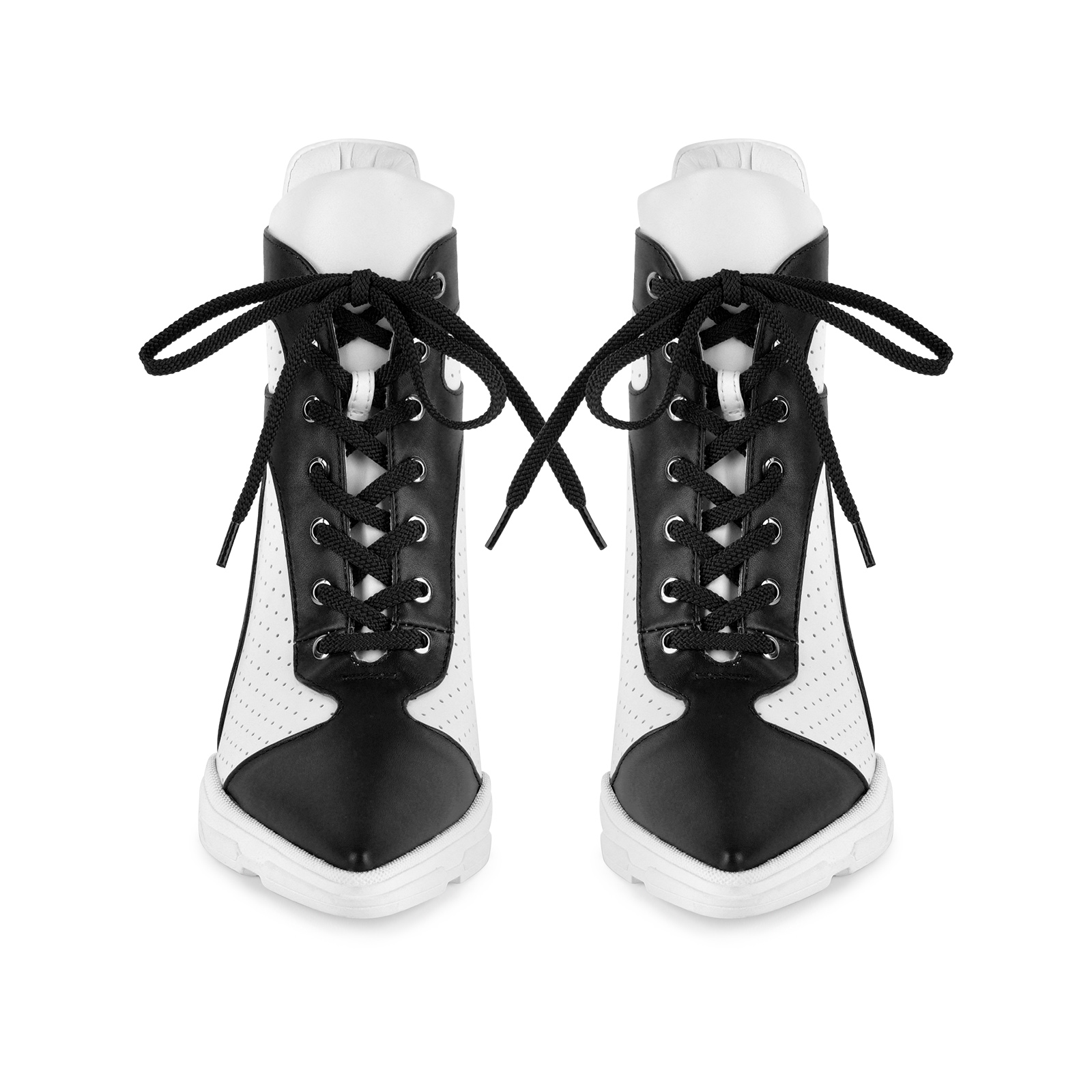 Pointed Toe Lace-up Contrast Sneaker Ankle Boots